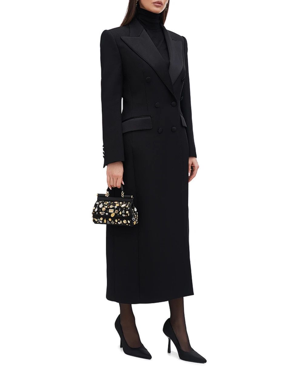 Dolce & Gabbana o1s22i1n0225 Double-breasted Coat in Black Size M / US 6-8 / IT 42-44 - 2 Thumbnail