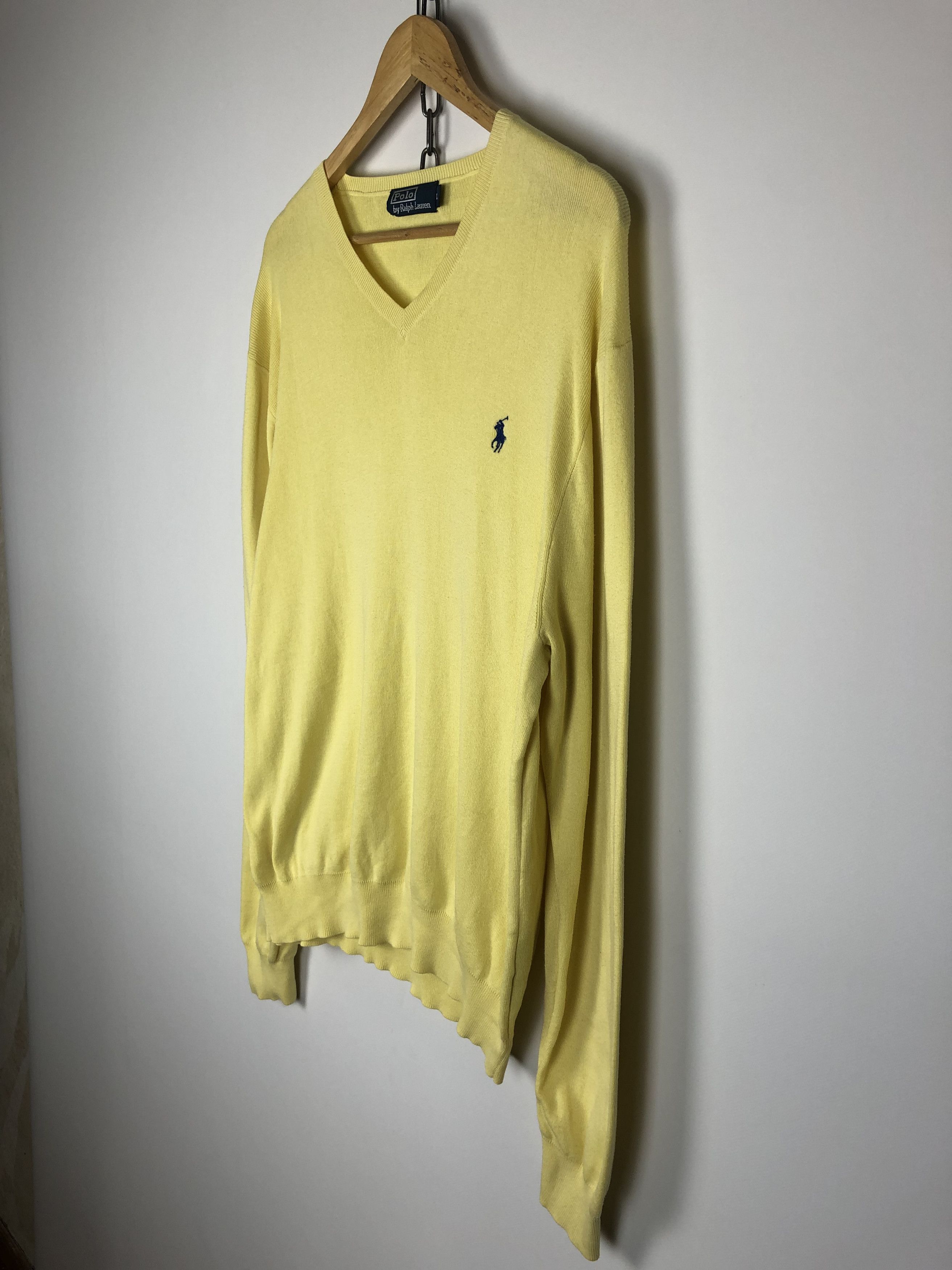 Polo Ralph Lauren Polo Ralph Lauren Sweater V-Neck Pullover Logo Yellow XL Size US XL / EU 56 / 4 - 6 Thumbnail