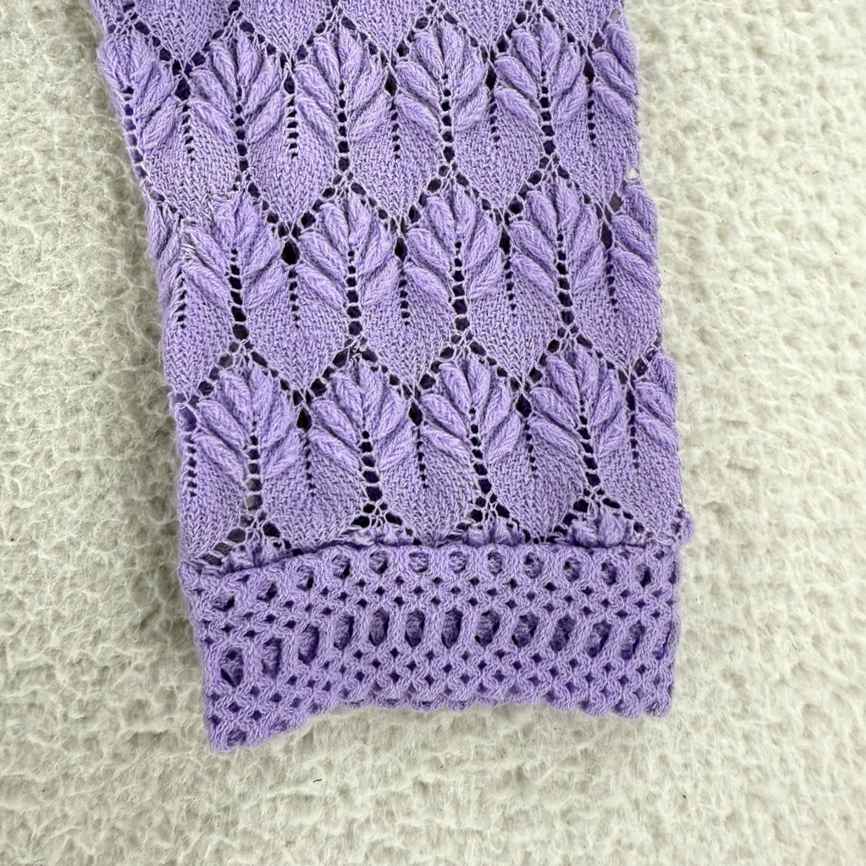 Vintage Montomery Ward Cardigan Sweater Womens Medium Purple Crochet Knit Button-Up VTG Size M / US 6-8 / IT 42-44 - 7 Thumbnail