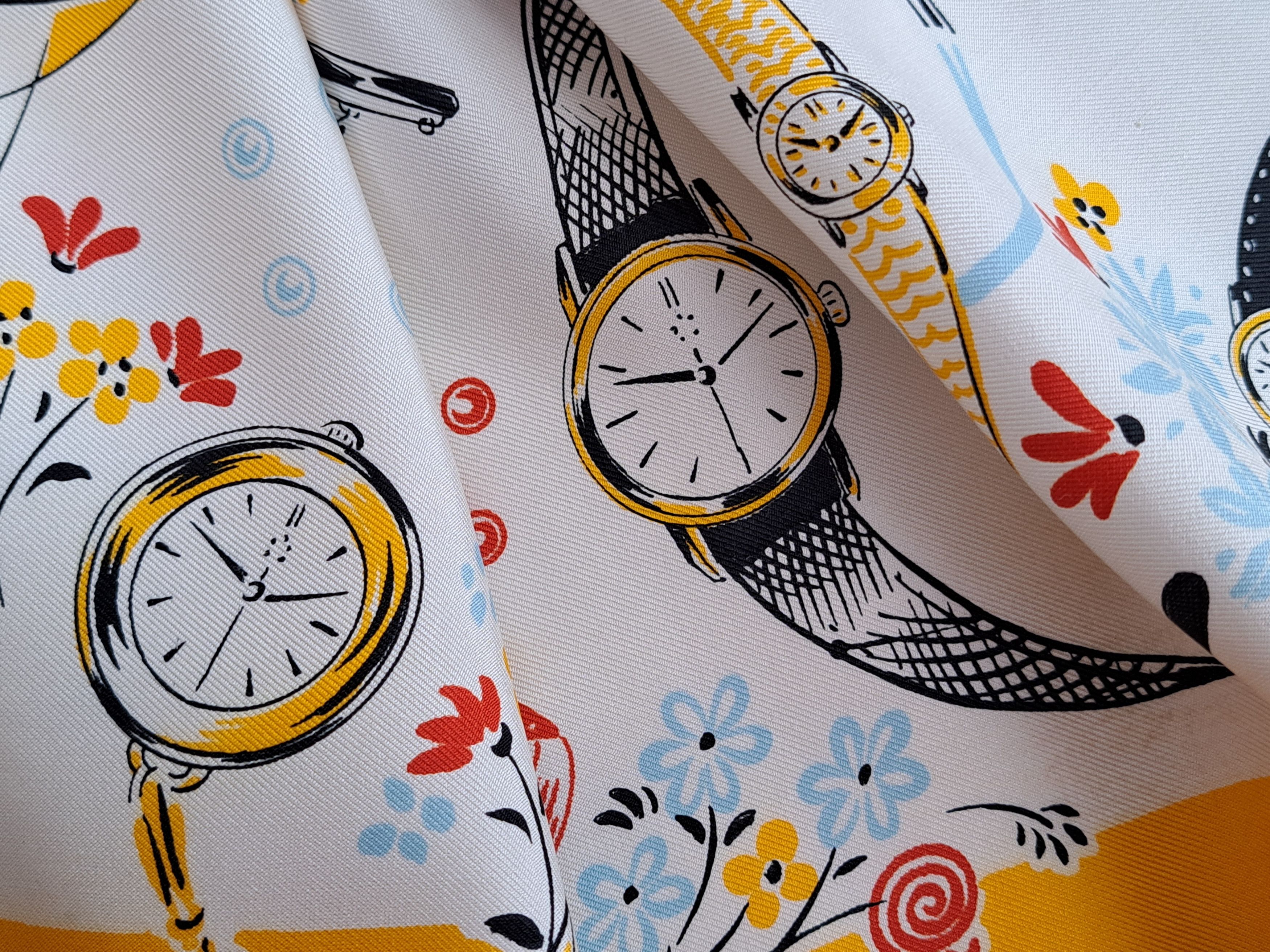 Designer × Vintage ETERNA MATIC vintage clock pattern silk scarf. Size ONE SIZE - 9 Thumbnail