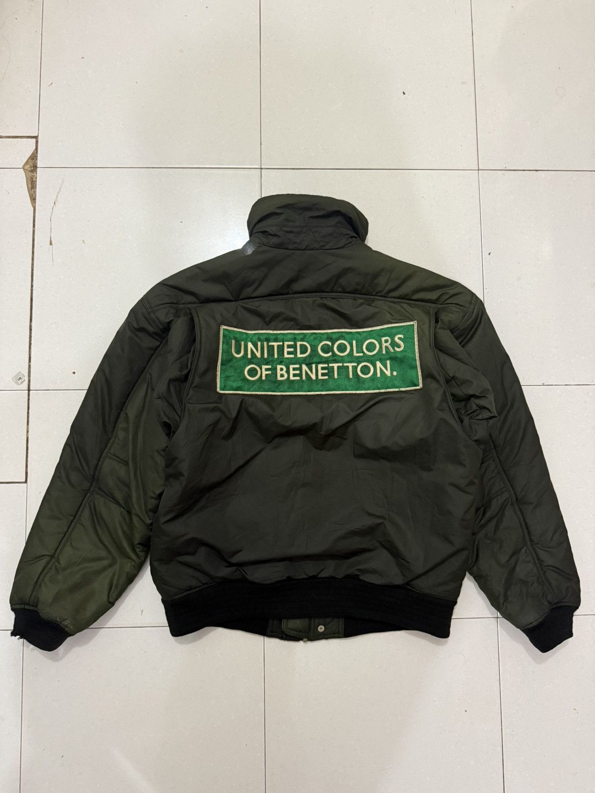 United Colors Of Benetton 90’s UCOB Big Logo Bomber Distress Jacket Size US M / EU 48-50 / 2 - 13 Thumbnail