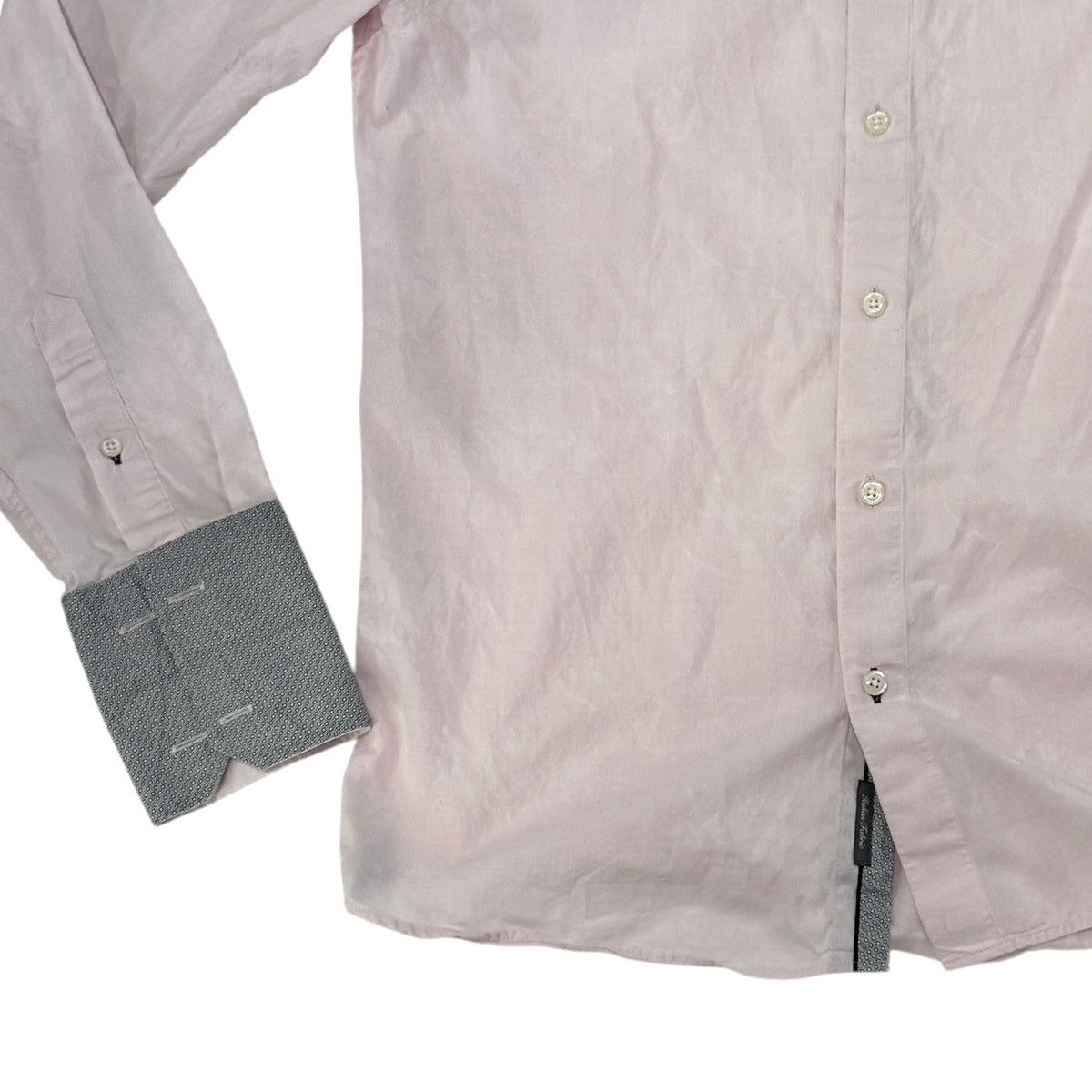 Ted Baker Pink/Gray French Cuff Dress Shirt Subtle White Floral 15.5 Size US M / EU 48-50 / 2 - 6 Thumbnail