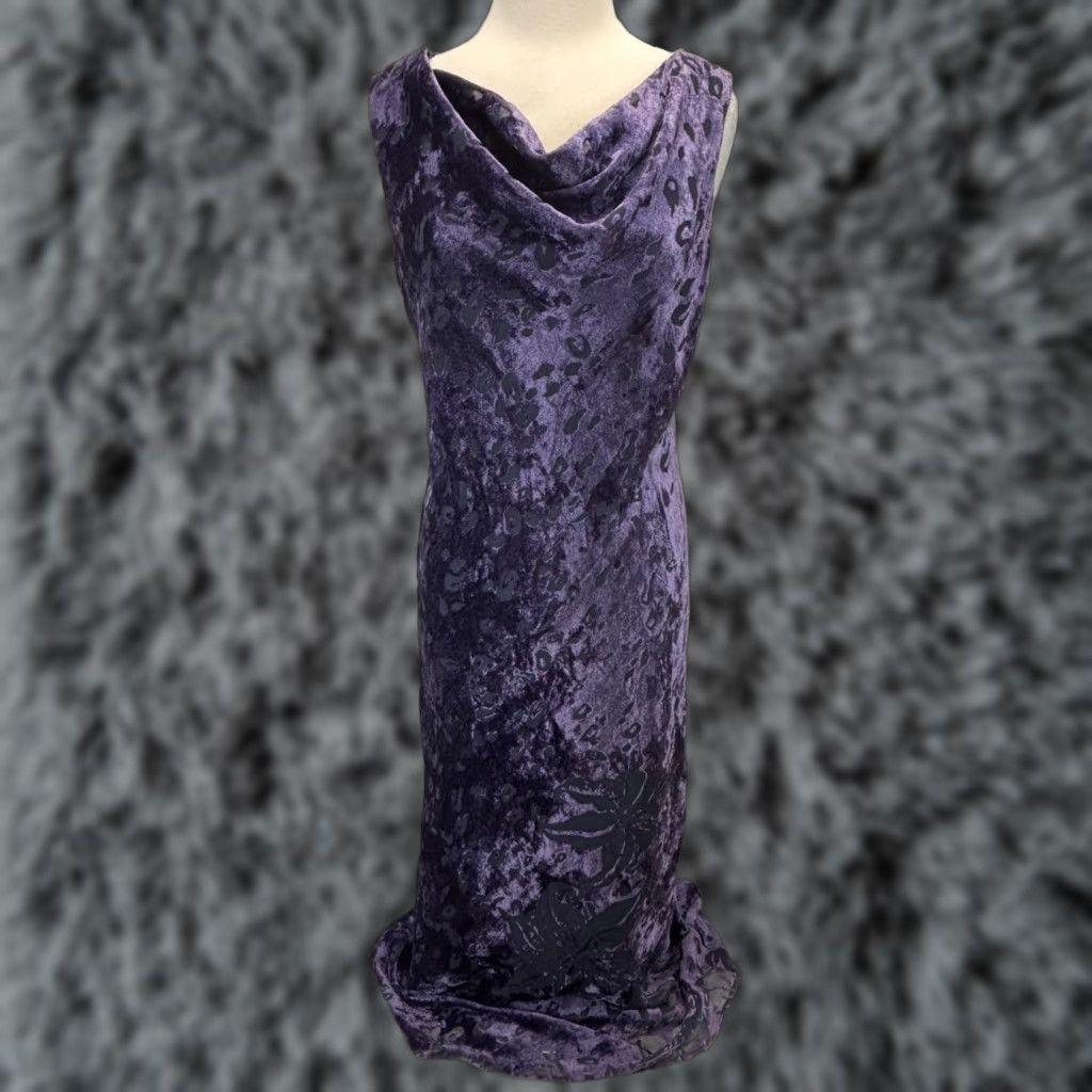Vintage VINTAGE Carole Little Velvet Burnout Maxi Dress Women's 12 Purple Goth Y2K Made in USA Womens Size XL / US 12-14 / IT 48-50 - 1 Thumbnail