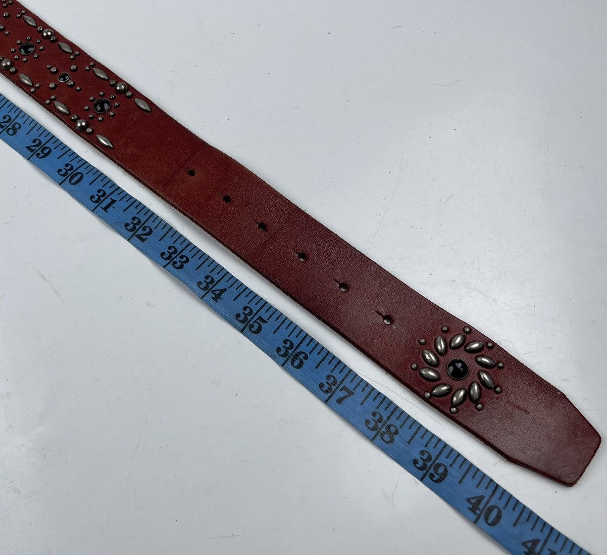Japanese Brand studded leather belt tc4 Size 36 - 8 Thumbnail