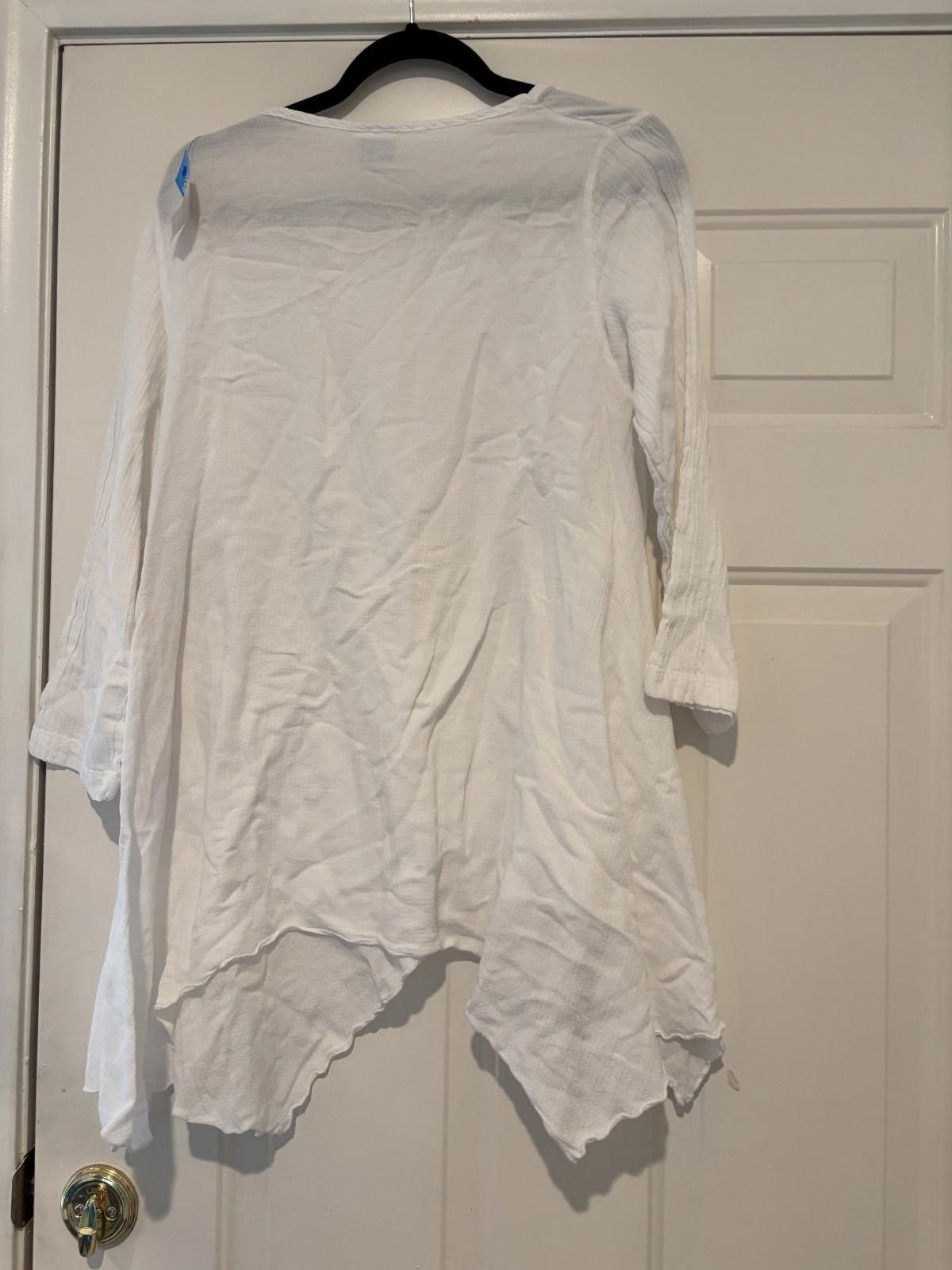 Cadillac Womens sz M Cotton by Camilla white long sleeve tunic #517 Size M / US 6-8 / IT 42-44 - 2 Thumbnail