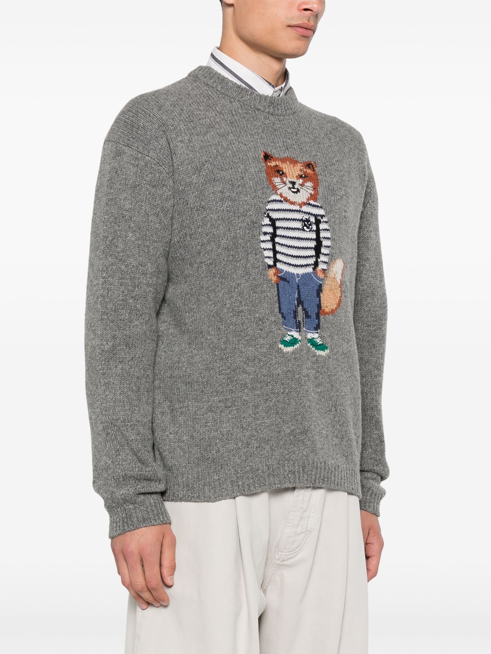 Maison Kitsune o1s22i1n1124 Wool Sweater in Grey Size US S / EU 44-46 / 1 - 3 Thumbnail