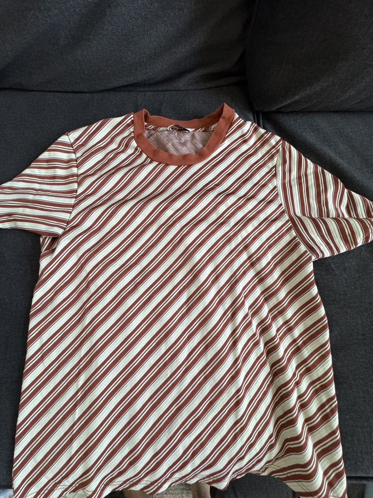 CMMN SWDN Orange White Striped Tee Size US L / EU 52-54 / 3 - 2 Thumbnail