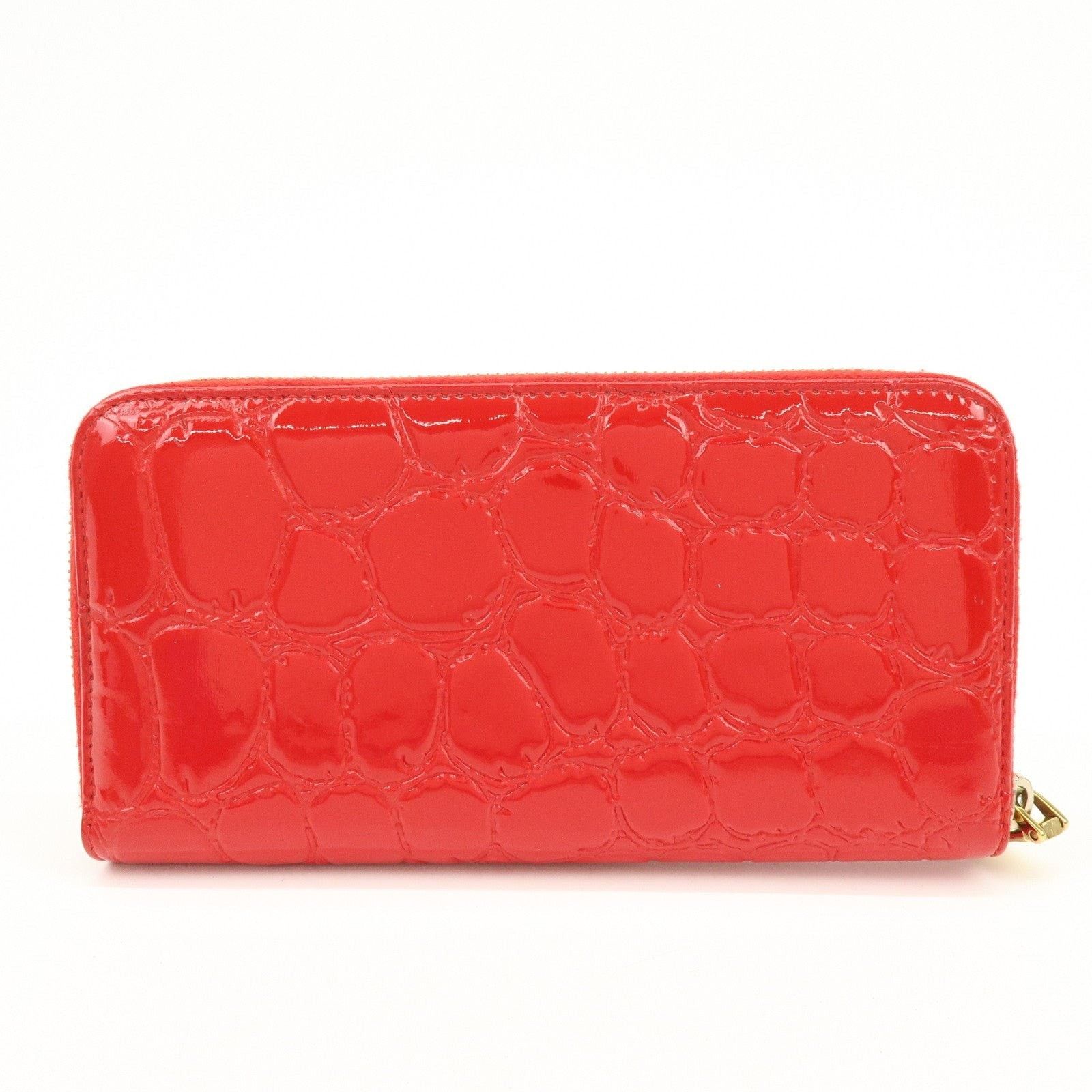 Miu Miu Miu Miu Patent Embossed Leather Zippy Wallet Red Size ONE SIZE - 2 Thumbnail