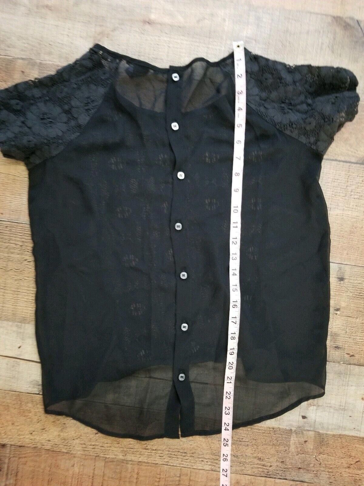Designer Michael Brandon Shirt Medium Black Sheer Buttons Lace Size M / US 6-8 / IT 42-44 - 5 Thumbnail
