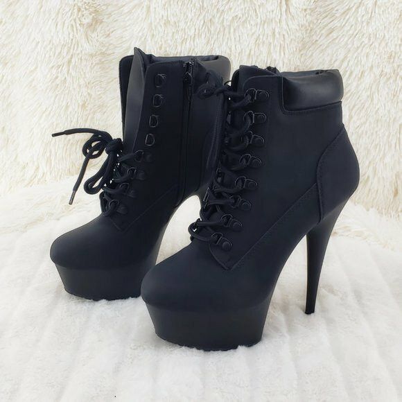 Other Delight 600tl Black Nubuck Work Style 6" High Heel Ankle Boo Size US 7 / IT 37 - 3 Thumbnail