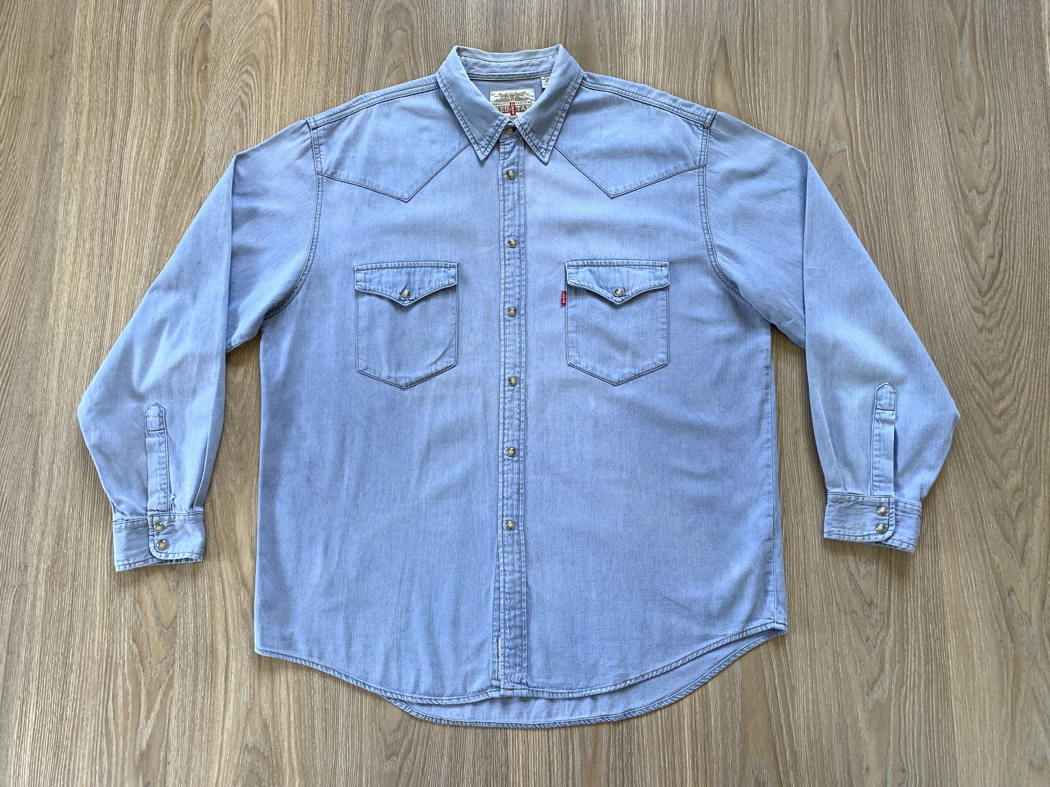 Levi's × Levi's Vintage Clothing × Vintage Levi's Red Tab Authentic Vintage Denim Button Up Shirt Size US XL / EU 56 / 4 - 2 Thumbnail
