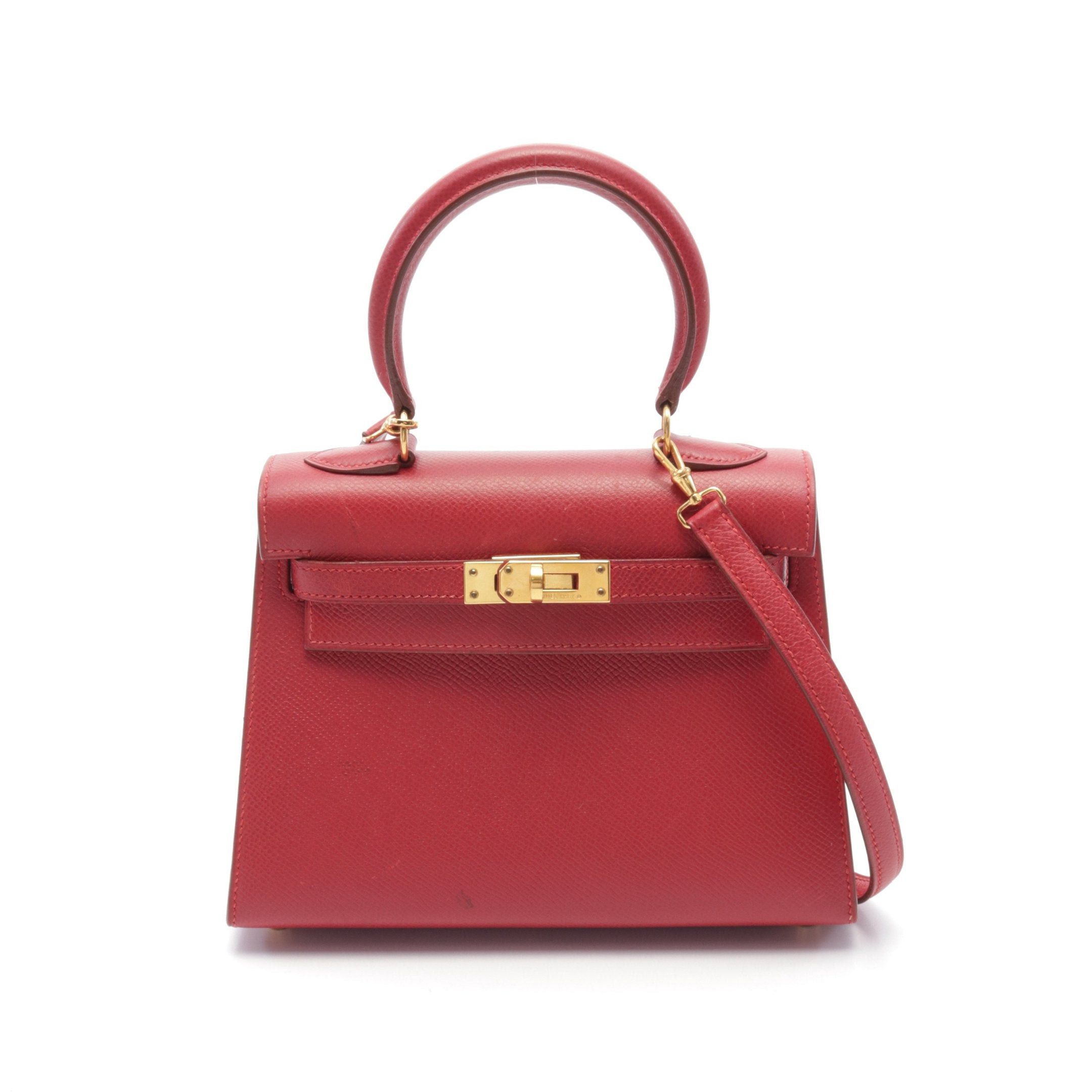 Hermes Hermes Mini Kelly 20 Rougewif Handbag Courchevel Red Gold Hardware ○Y Stamp Size ONE SIZE - 1 Thumbnail