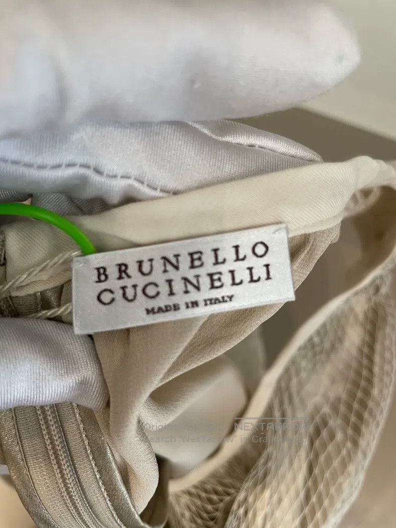 Brunello Cucinelli Brunello Cucinelli Champagne Gold Beige Nylon Dress Size M / US 6-8 / IT 42-44 - 4 Thumbnail