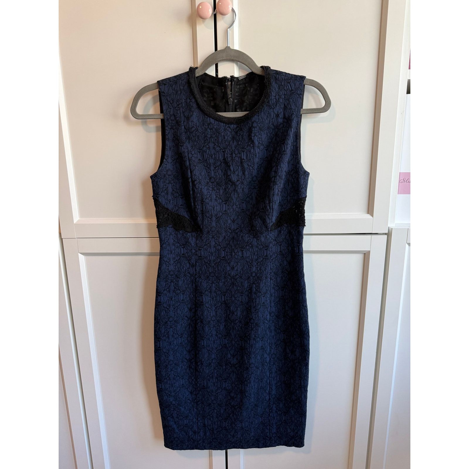 Elie Tahari Elie Tahari Navy Lace Sheath Sleeveless Dress Women 2 - G013 Size XS / US 0-2 / IT 36-38 - 3 Thumbnail