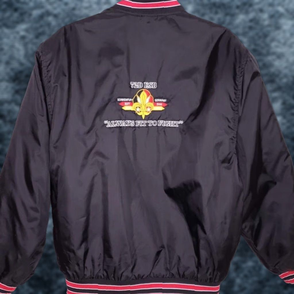 Holloway VINTAGE Holloway Satin Bomber Jacket Mens Size L Black 72nd Signal Battalion Army Germany Flight/Bomber Mens Size US L / EU 52-54 / 3 - 1 Thumbnail