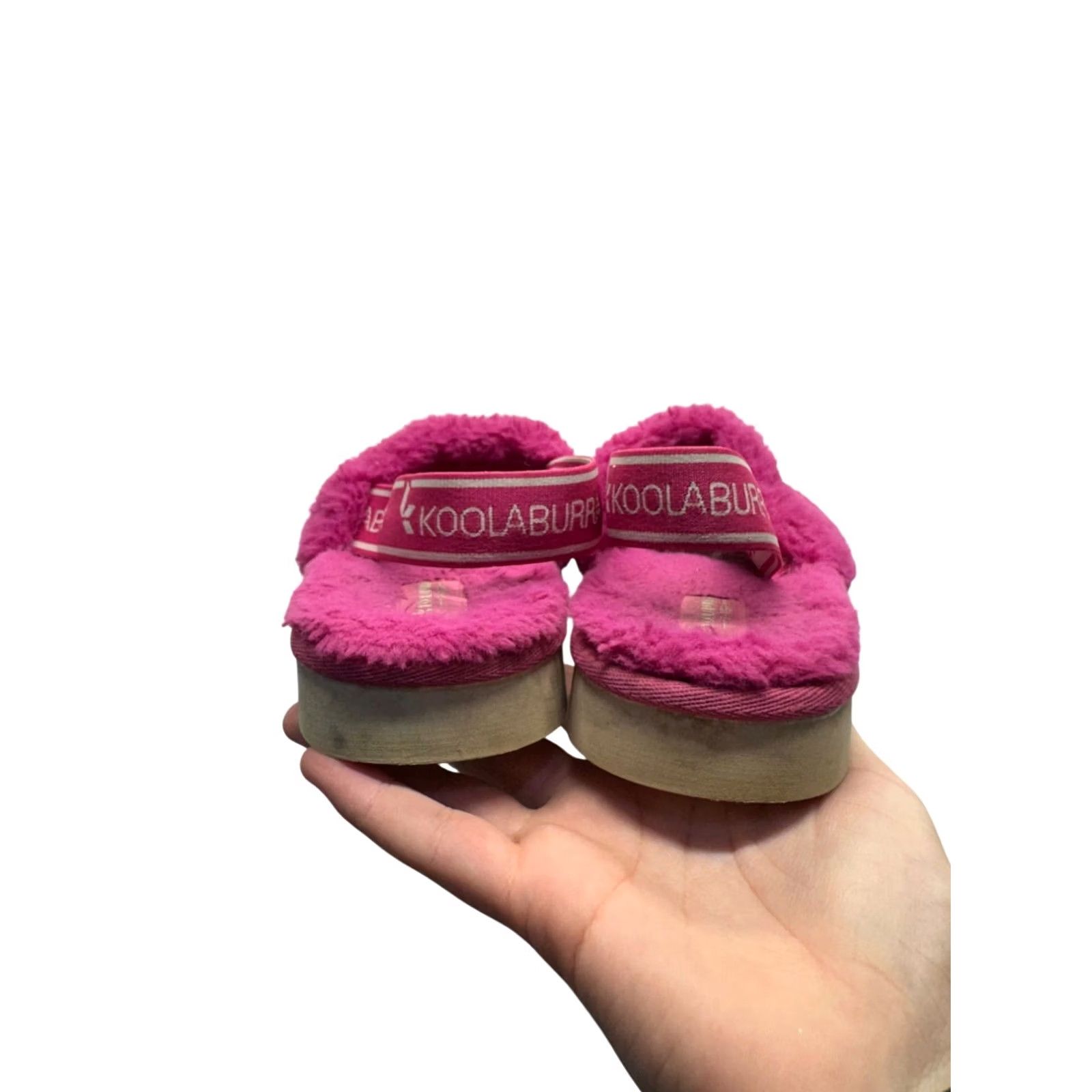 Vintage Koolaburra By UGG Pink Fluffy Slippers With Elastic Strap & Platform Sole Slipper Womens 10 Pink Platform Slipper Womens Size US 10 / IT 40 - 2 Thumbnail