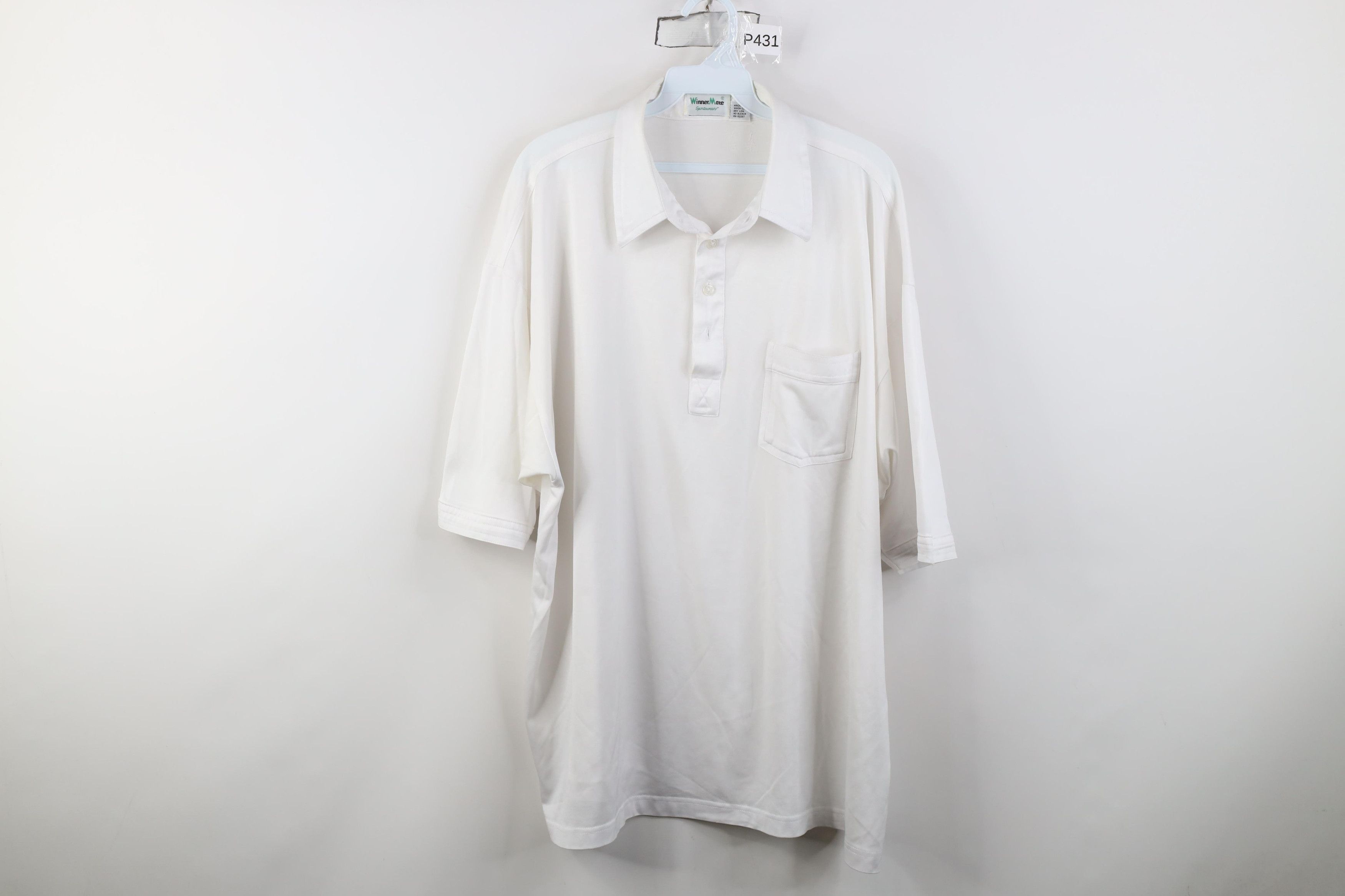 Vintage Vintage 90s Streetwear Knit Collared Golf Polo Shirt White Size US XL / EU 56 / 4 - 1 Thumbnail
