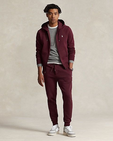 Polo Ralph Lauren Double-Knit Full-Zip Hoodie “Harvard Wine” | Grailed