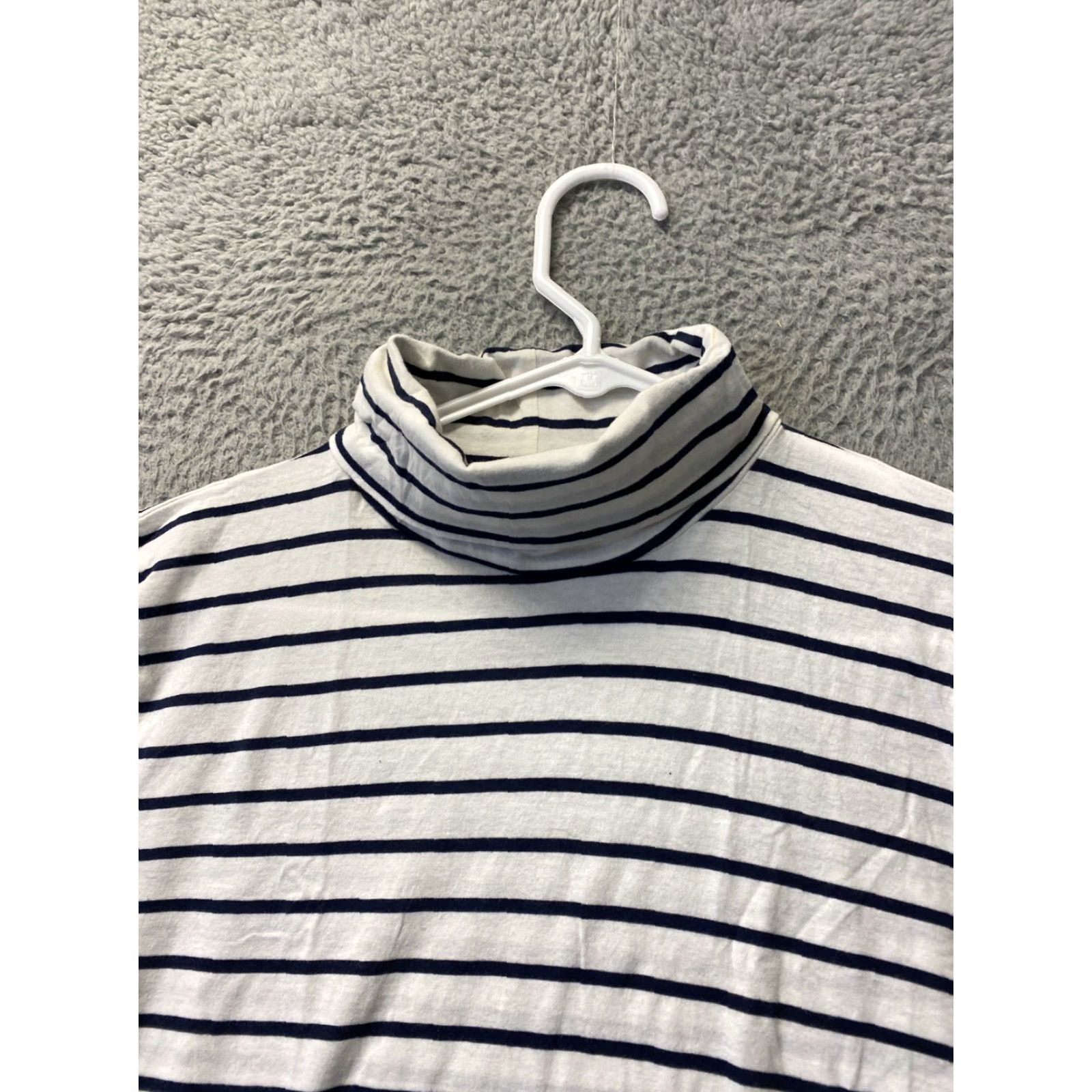 Vintage VINTAGE J Crew Women's Shirt Long Sleeve Turtleneck Knit Cotton Size M Beige Black Stripes Size M / US 6-8 / IT 42-44 - 2 Thumbnail