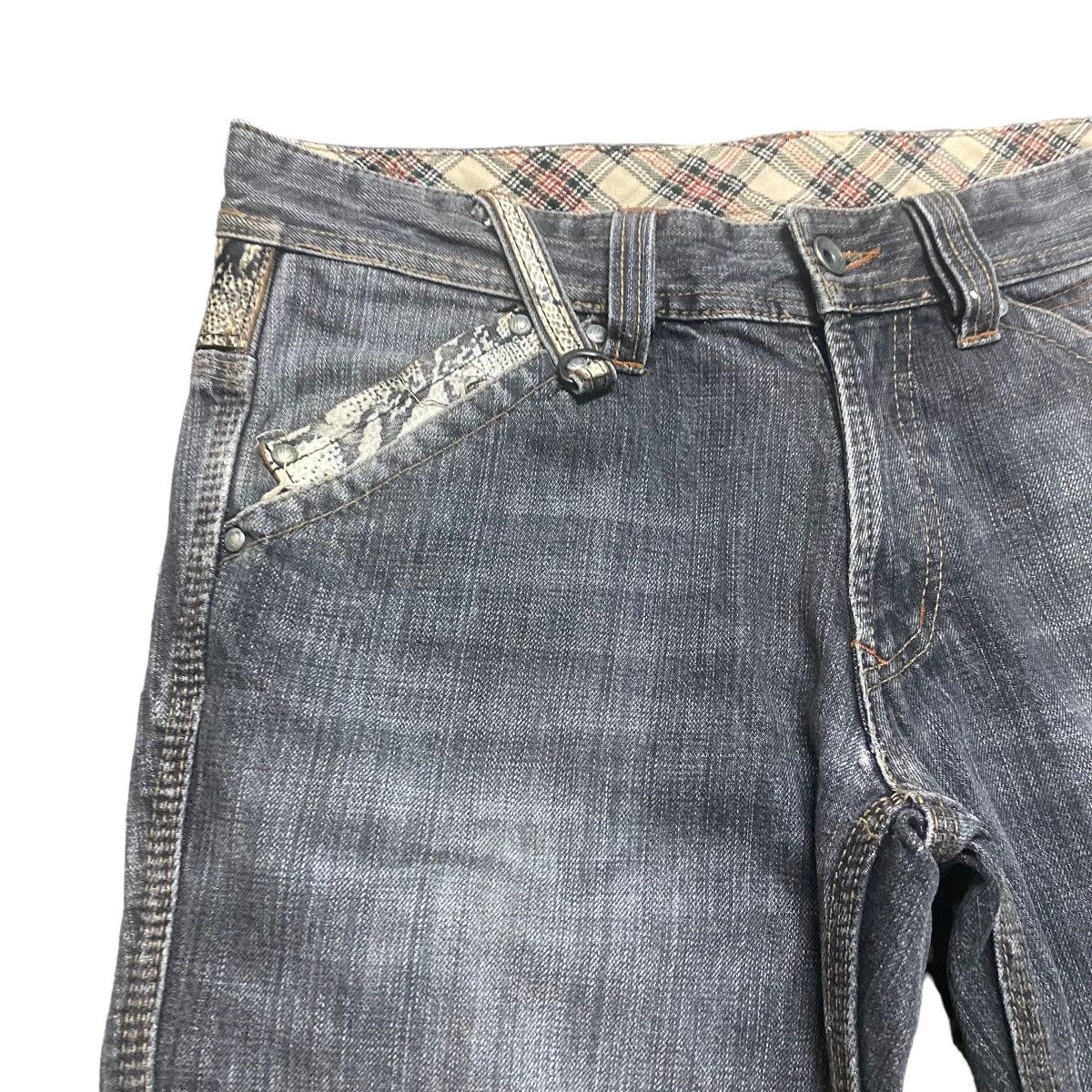 Nicole Club NCFM Leather Snake Skin Denim Flare Jeans Size US 30 / EU 46 - 4 Thumbnail