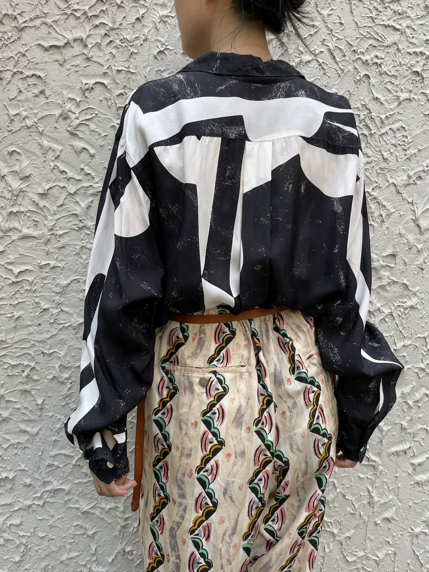 Comme des Garcons CDG HOMME 1985 Geometric B&W Rayon Shirt M-L Size US M / EU 48-50 / 2 - 9 Thumbnail
