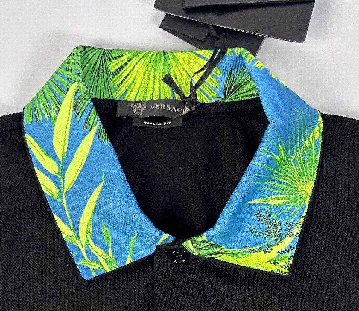 Versace Versace Men's Black Polo M Pique Logo Satin Collar Italy NWT Size US M / EU 48-50 / 2 - 11 Thumbnail
