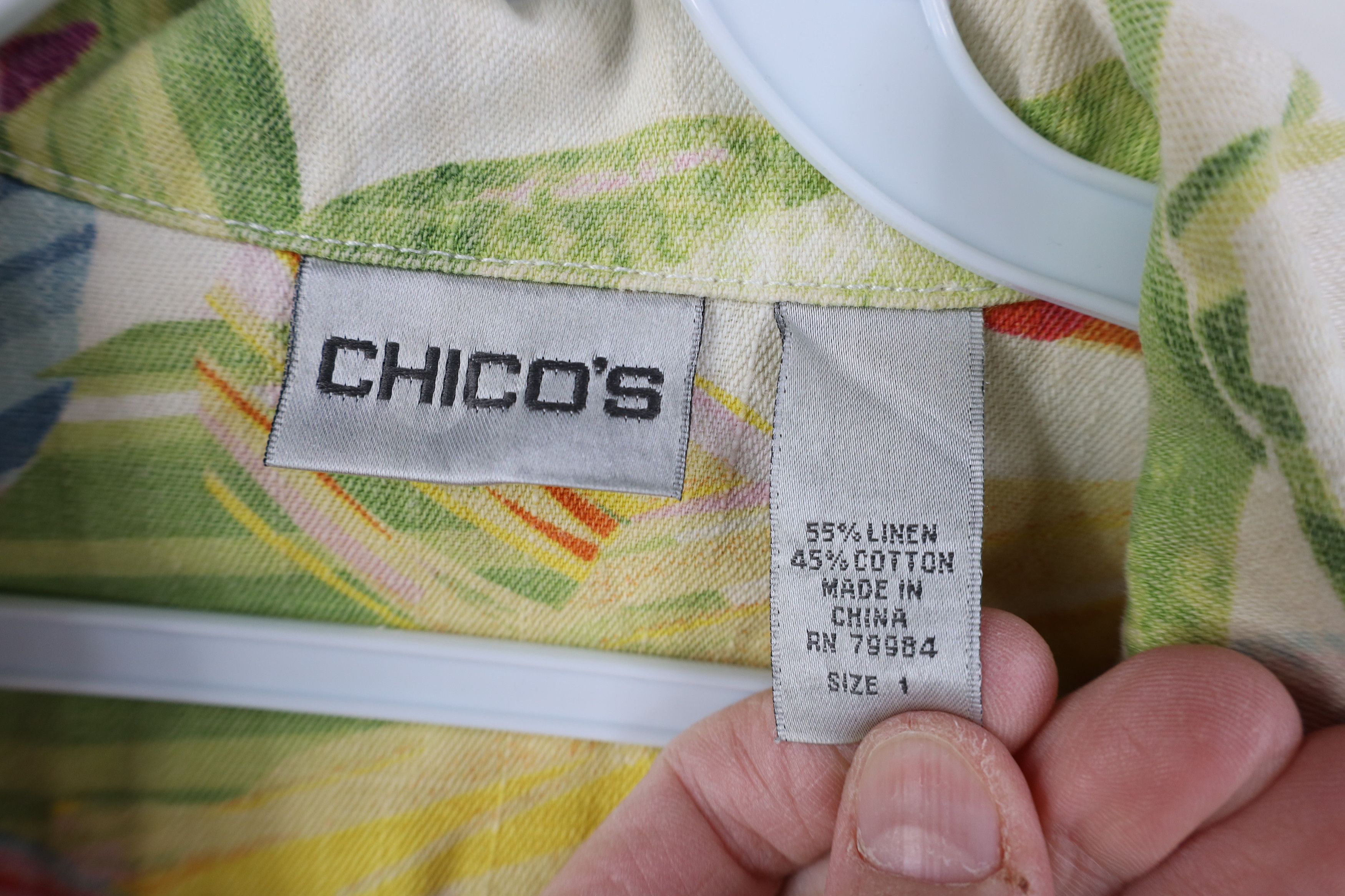 Chicos Vintage Chicos All Over Print Flower Linen Trucker Jacket Size XS / US 0-2 / IT 36-38 - 7 Thumbnail