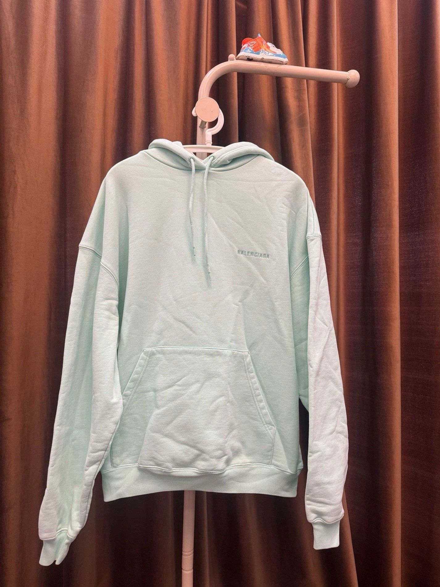 Balenciaga Embroidered Mint Green Hoodie - dmc