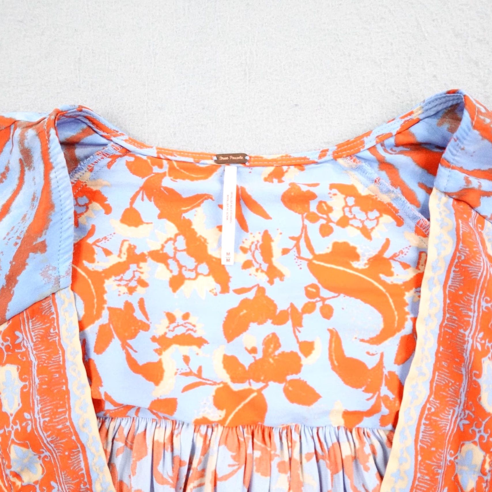 Free People Free People Shirt Womens Medium Blue Red Floral Cruisin Together Top Cropped Size M / US 6-8 / IT 42-44 - 2 Thumbnail