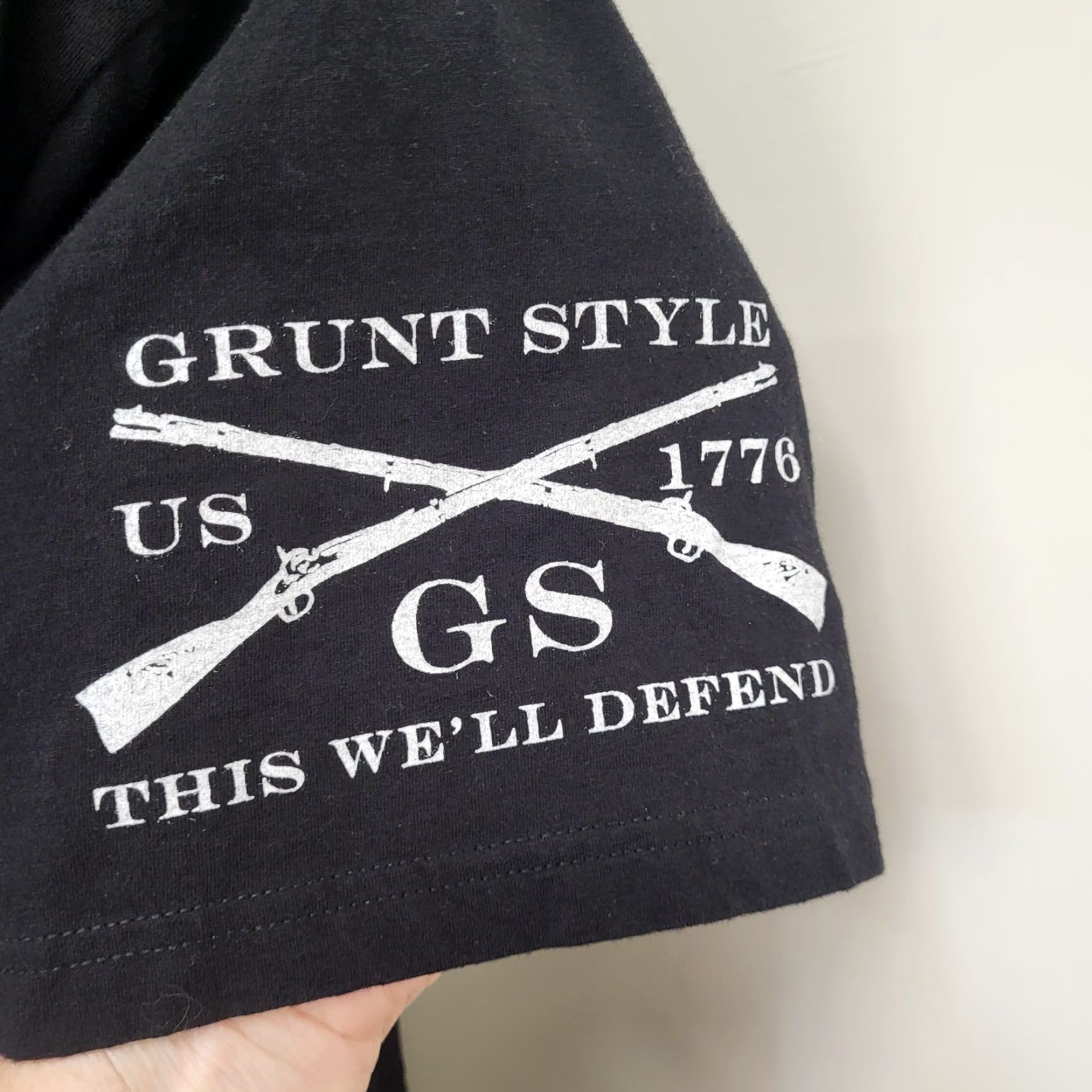 Vintage **Grunt Style Patriotic Dad T-Shirt Men's XXXL Black Liberty Flag** User: **Grunt Style Patriotic Dad T-Shirt Men's XXXL Black Liberty Flag** Size US XXL / EU 58 / 5 - 6 Thumbnail
