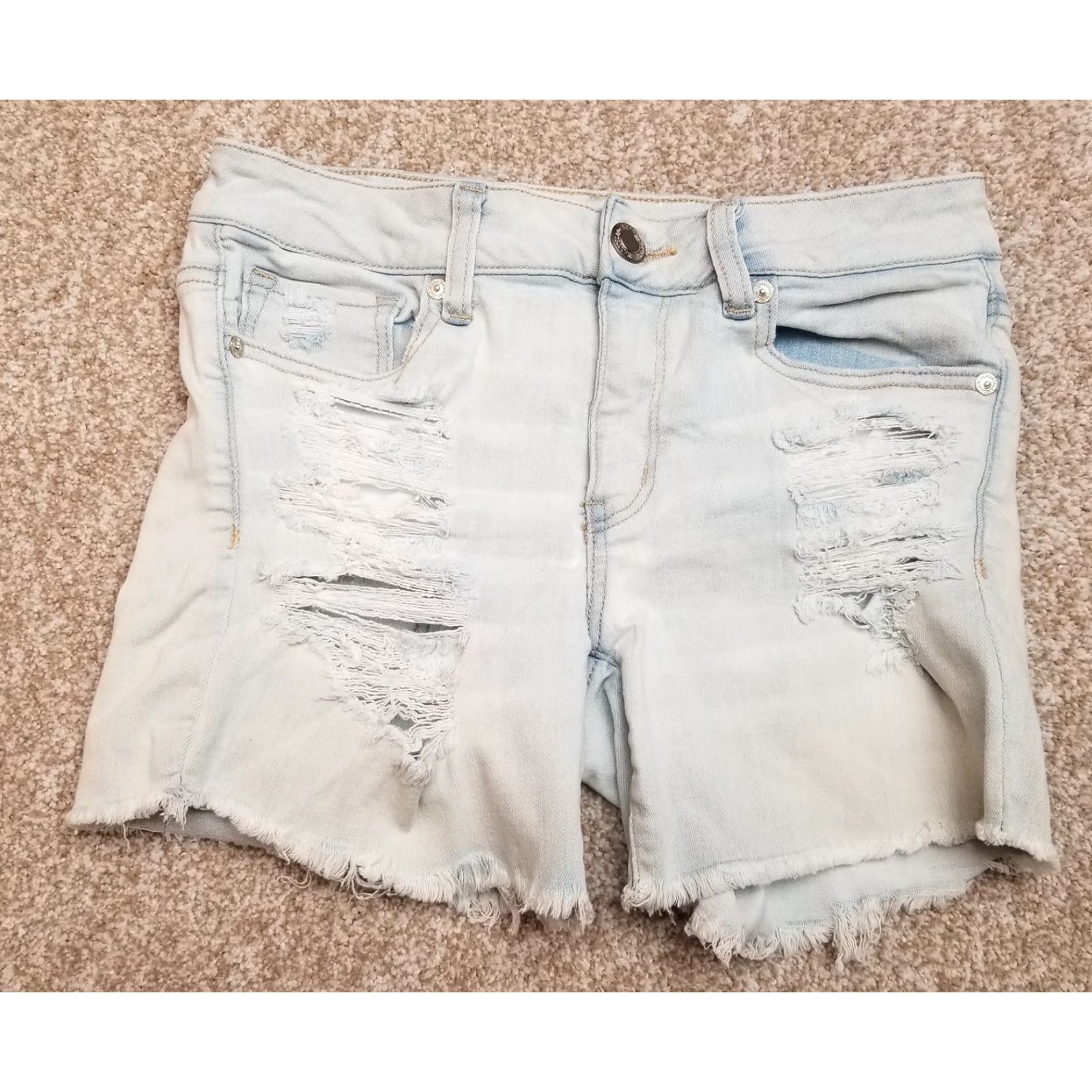American Eagle Outfitters VINTAGE American Eagle Outfitters Jeans Cut Offs Women 6 Blue Denim NE(X)T Level Stretch Size 28" / US 6 / IT 42 - 2 Thumbnail