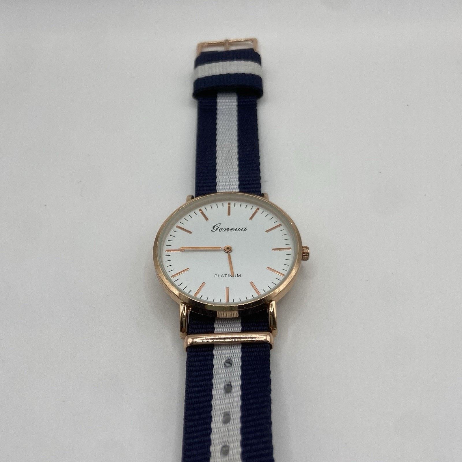 Geneva Womens Quartz Fashion Watch Striped Nylon Strap Untested Size ONE SIZE - 1 Thumbnail