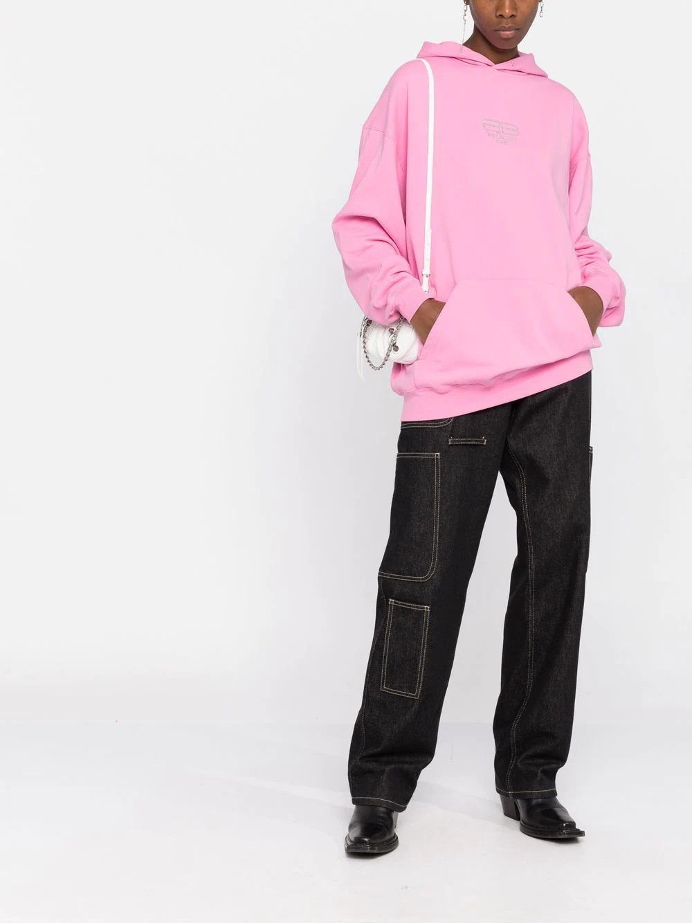 Balenciaga o1s1wg110824 BB Paris Icon Hoodie Medium Fit in Pink Size XL / US 12-14 / IT 48-50 - 2 Thumbnail