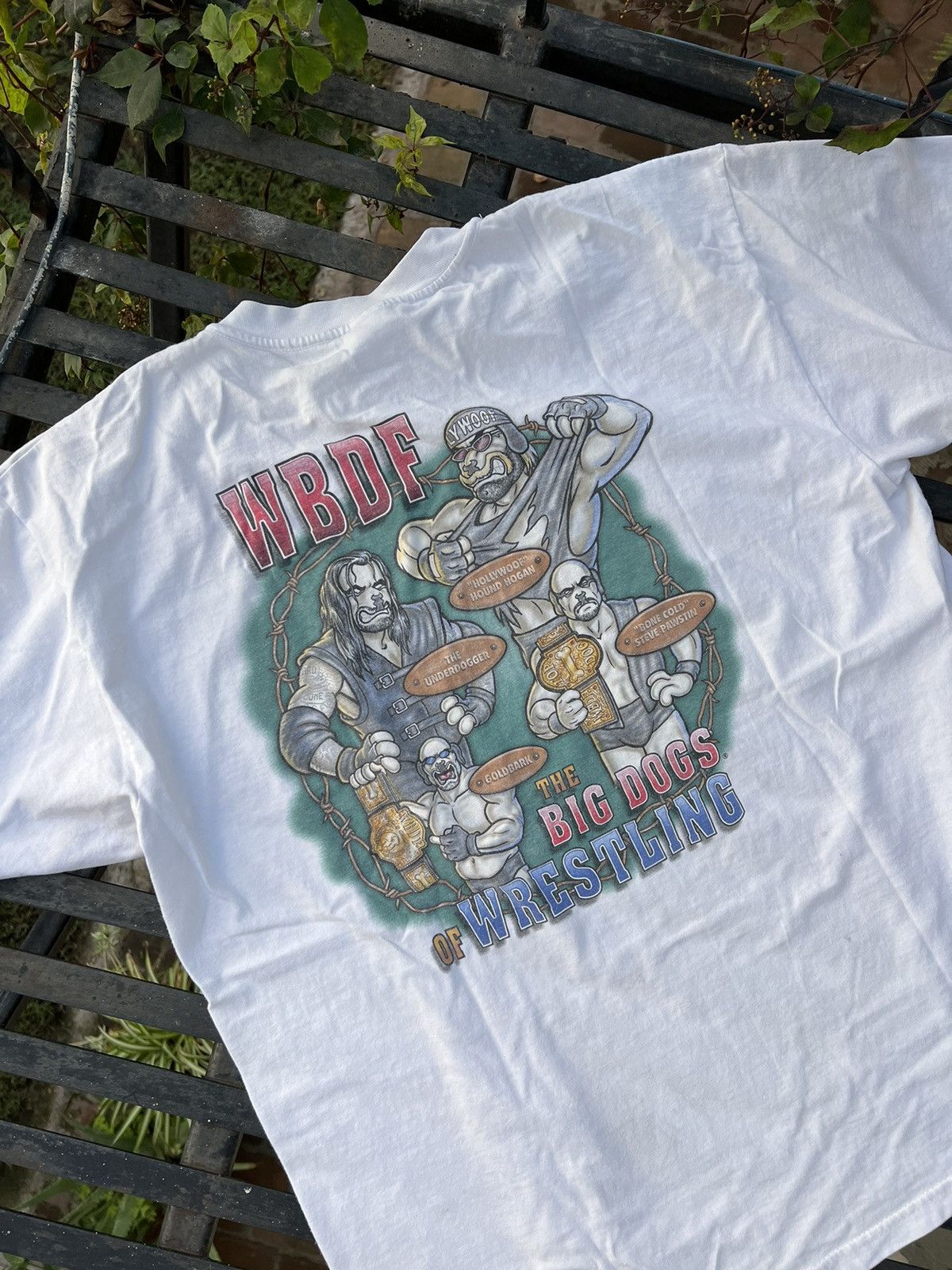 image of Big Dogs x Vintage 90's The Bug Dogs Of Wrestling Wbdf Stone Cold Undertaker Tee in White (Size XL)