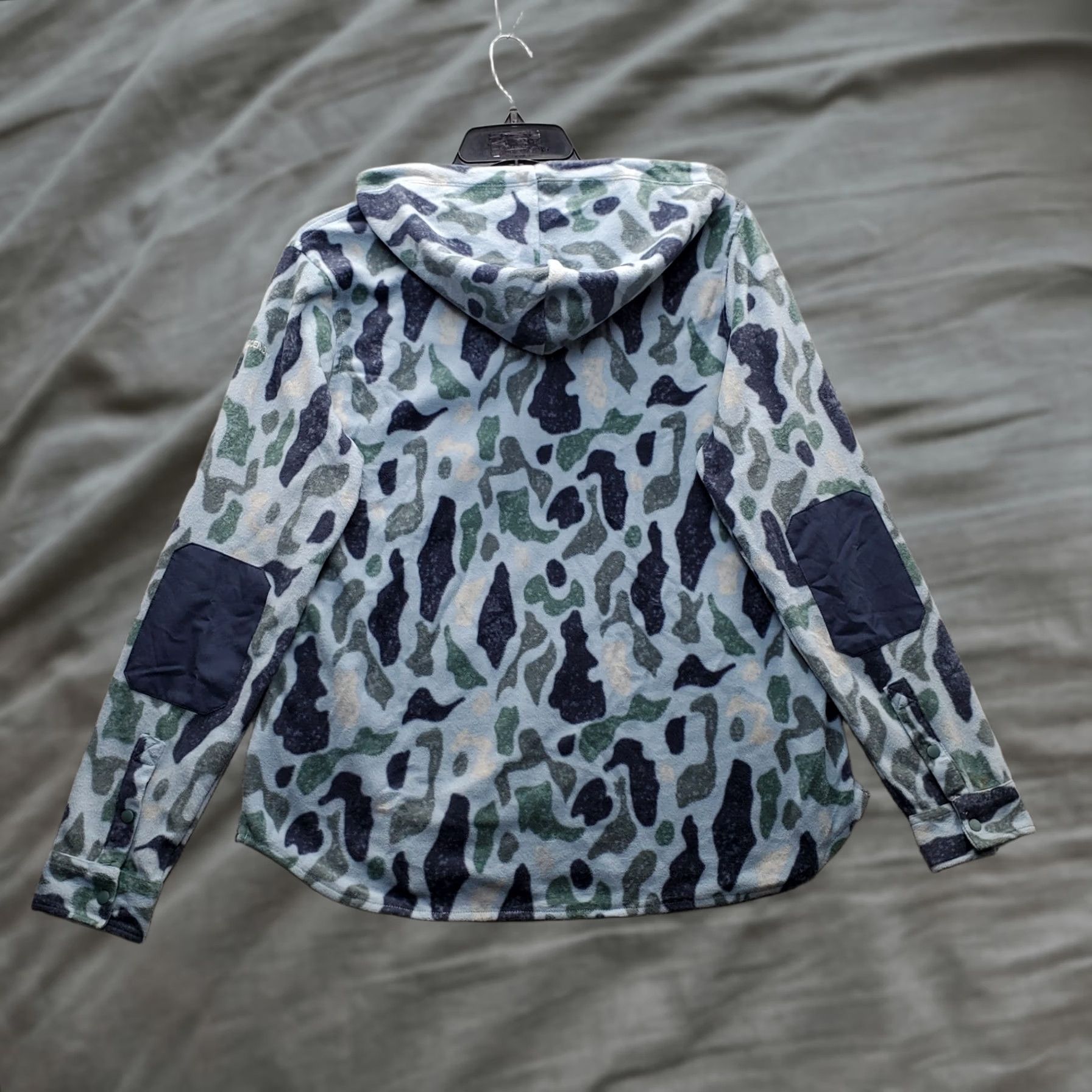 ASCENO Ascend Fleece Hoodie Womens XL Multi Camo Long Sleeve Elbow Patch 1/4 Snap EUC Size XL / US 12-14 / IT 48-50 - 1 Thumbnail