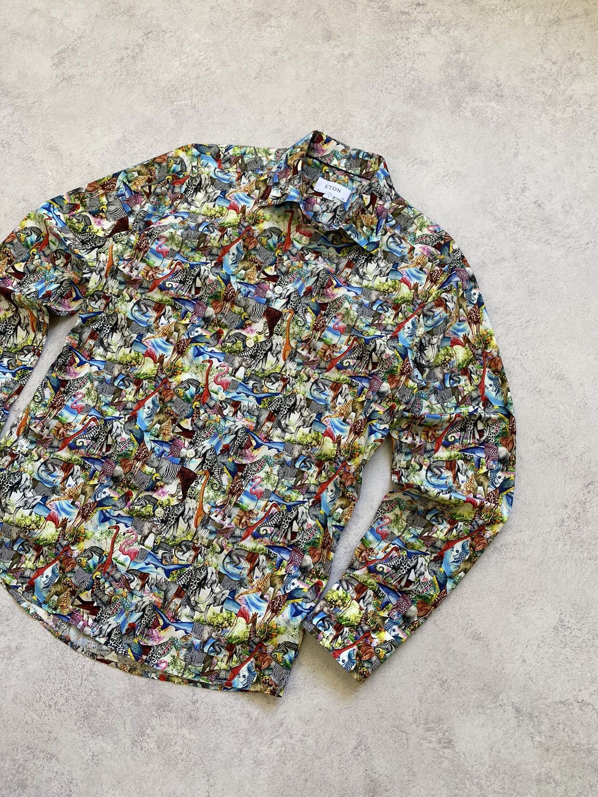 Eton Eton Mens Multicolor Animal Print Button Shirt Size M Size US M / EU 48-50 / 2 - 2 Thumbnail