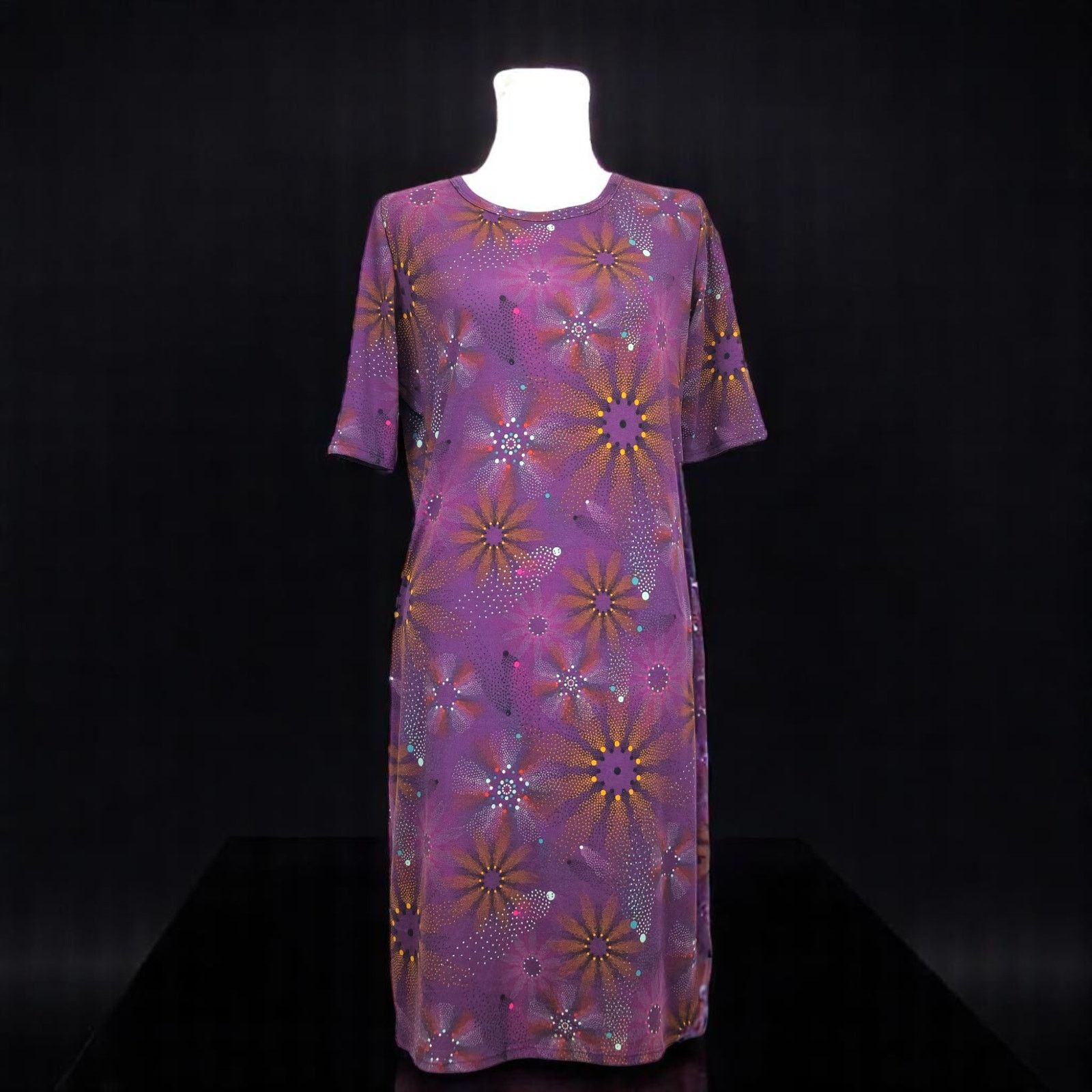Other LuLaRoe Julia Size Large Dress Purple Starburst Print USA Size L / US 10 / IT 46 - 10 Thumbnail