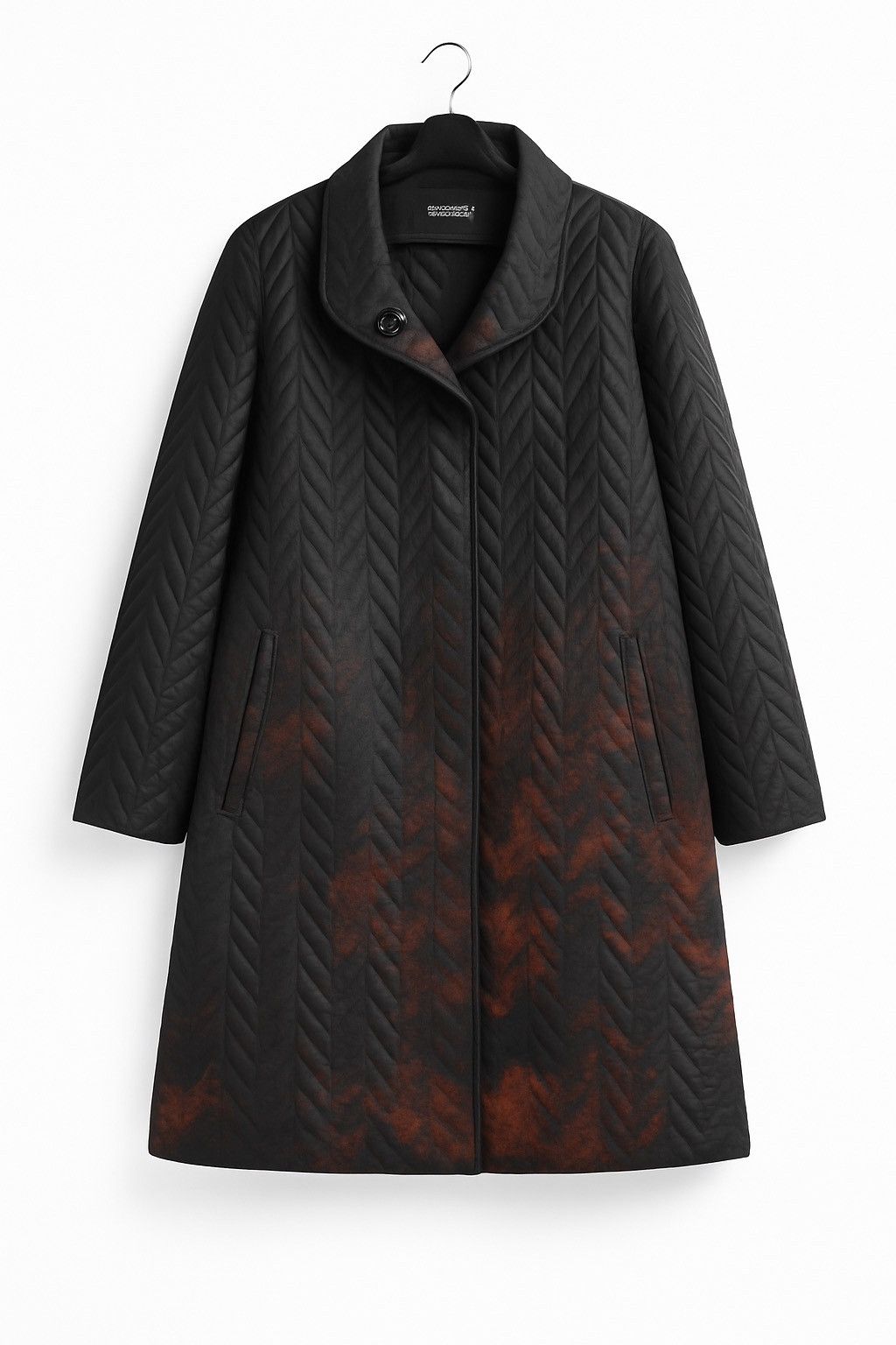 Hiroko Koshino Homme Hiroko Bis Quilted Long Coat – Women’s – Black Rust Ombre Size L / US 10 / IT 46 - 1 Thumbnail