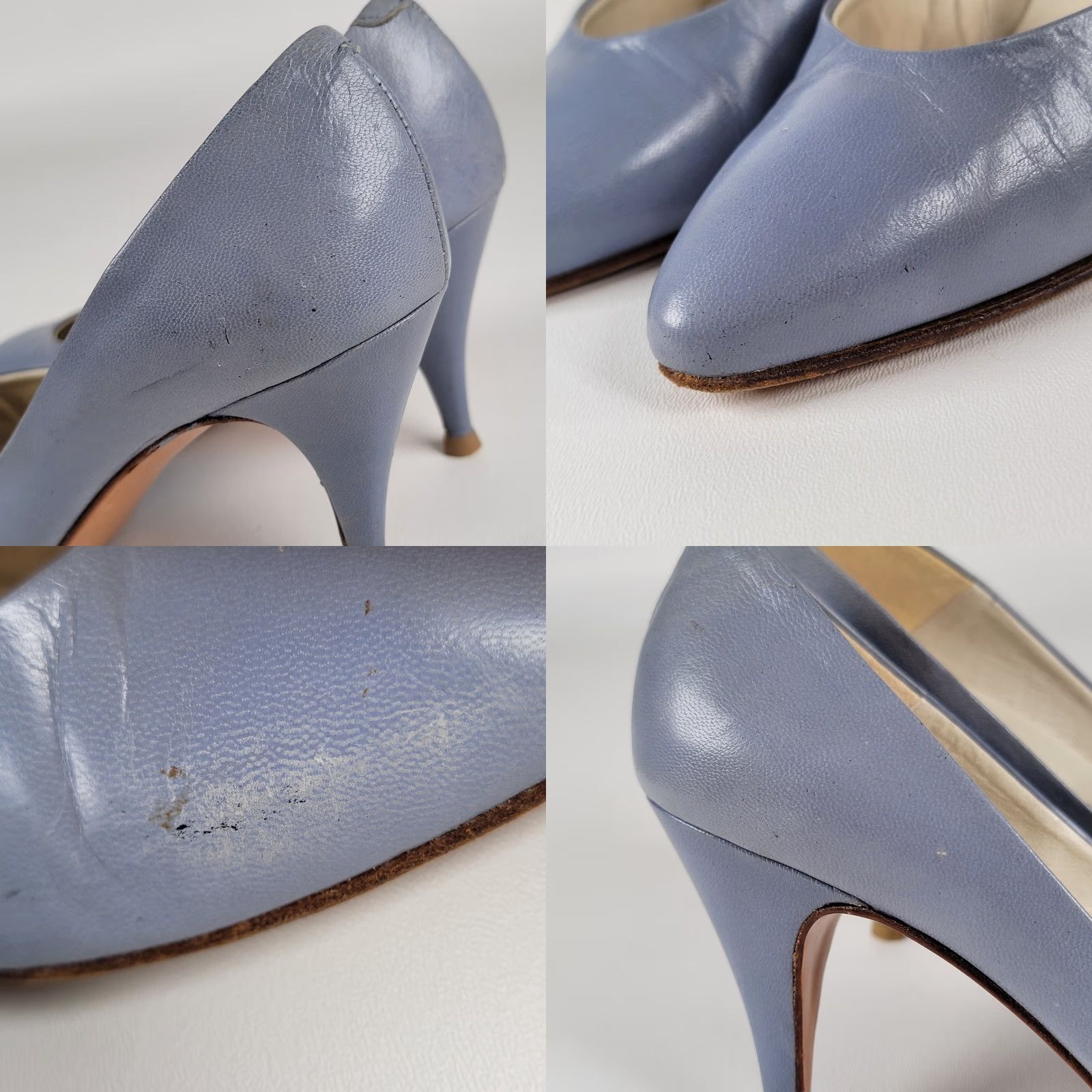Vintage VINTAGE Gaven Spiegel Blue Leather Stiletto Dress Shoes Women's Size 6.5 M Pump Leather Blue 60s Womens Shoes Size M / US 6-8 / IT 42-44 - 9 Thumbnail