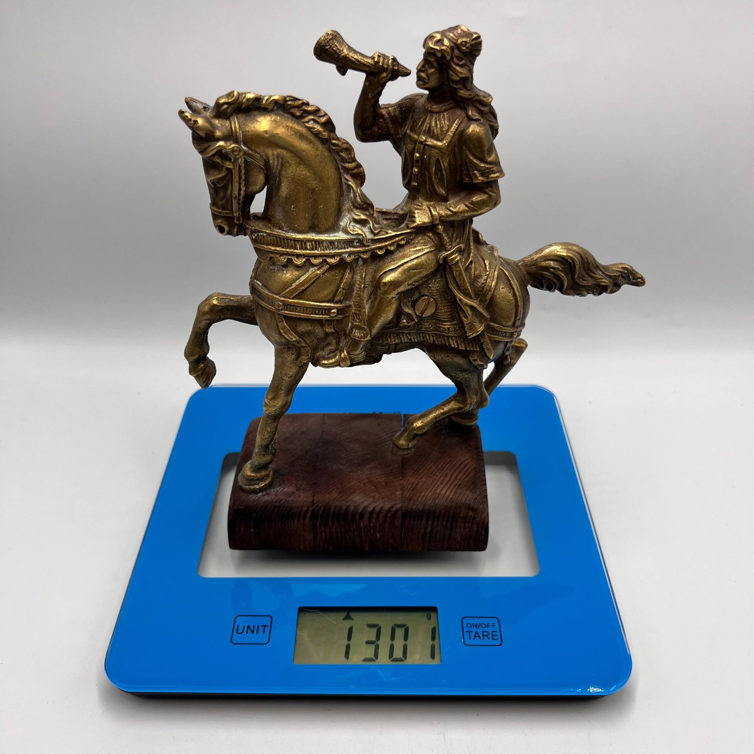 Vintage Vintage Brass Figurine Horse Rider Warrior Statue Medieval Size ONE SIZE - 6 Thumbnail