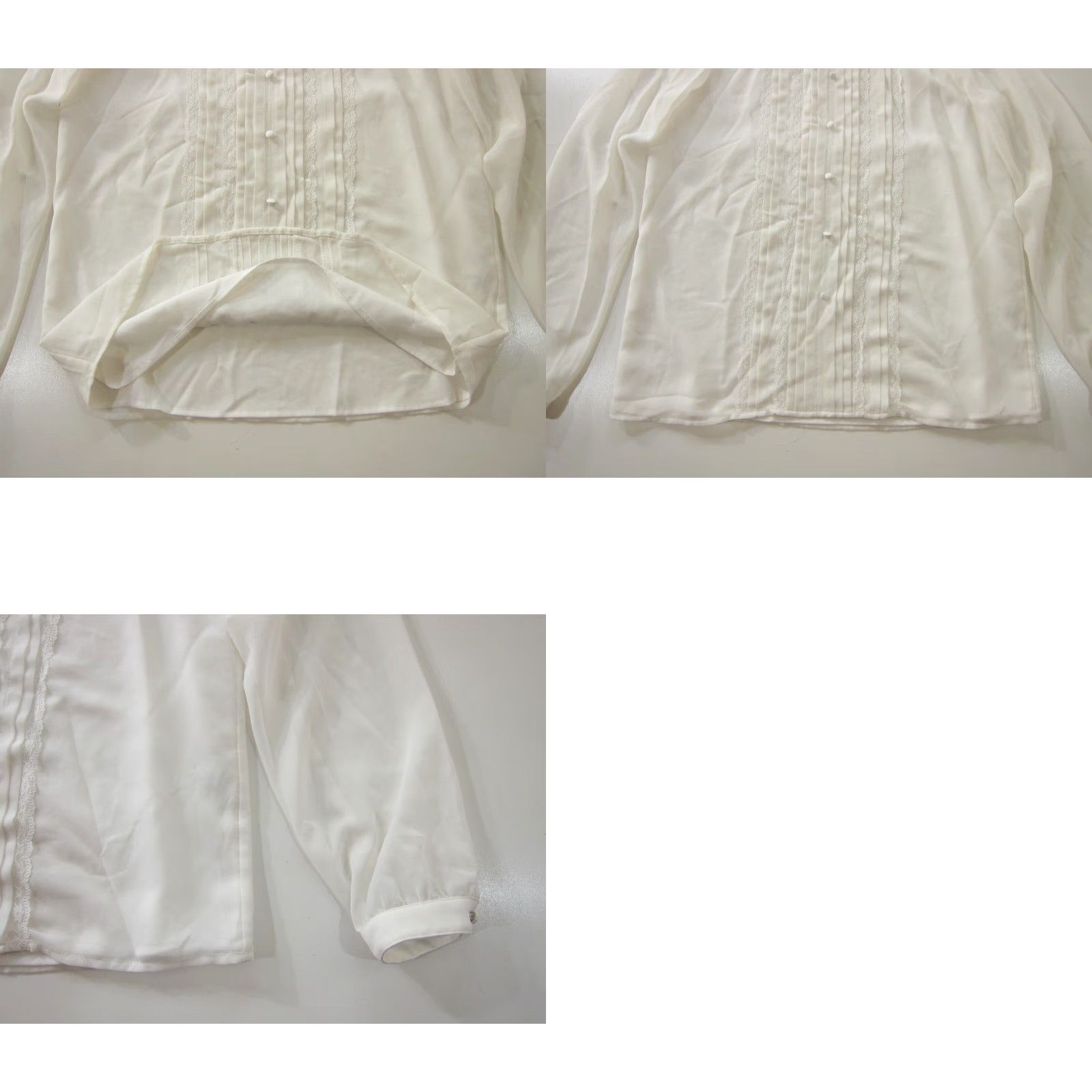 Karl Lagerfeld Karl Lagerfeld Paris White Lace Long Sleeve Blouse Small Mock Neck Button Shirt Womens Size S / US 4 / IT 40 - 8 Thumbnail