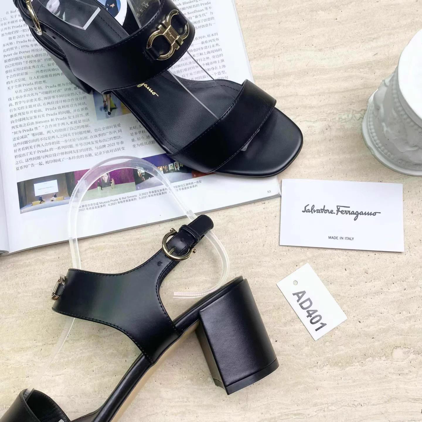 Salvatore Ferragamo Ferragamo Black Leather Sandal 6.5cm Heel 6 (36) New Size US 6 / IT 36 - 4 Thumbnail