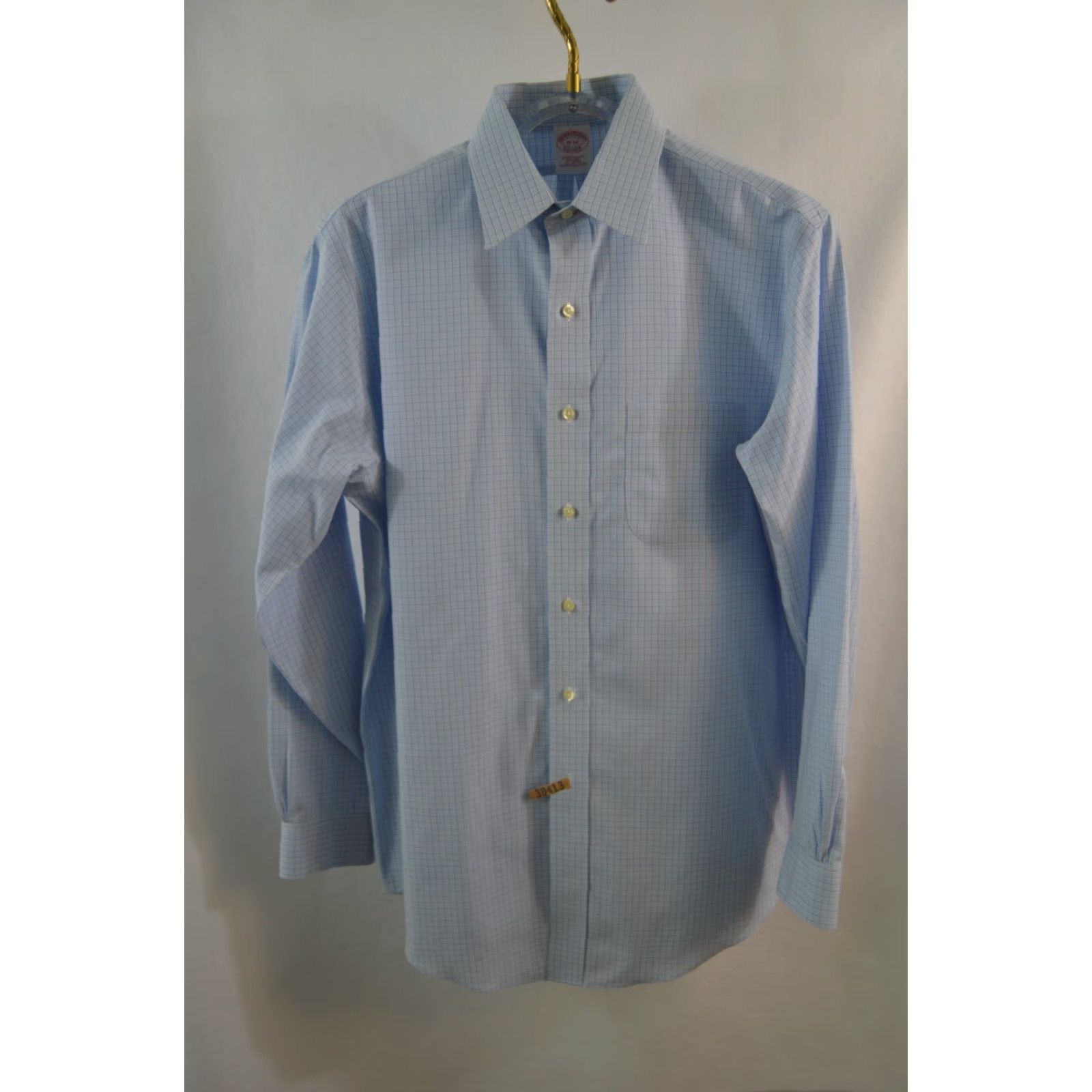 Brooks Brothers Brooks Brothers Men's L/S Shirt Blue Plaid SZ 16-34 Shirt Button-Up Cotton Classic Fit Mens Size US L / EU 52-54 / 3 - 2 Thumbnail