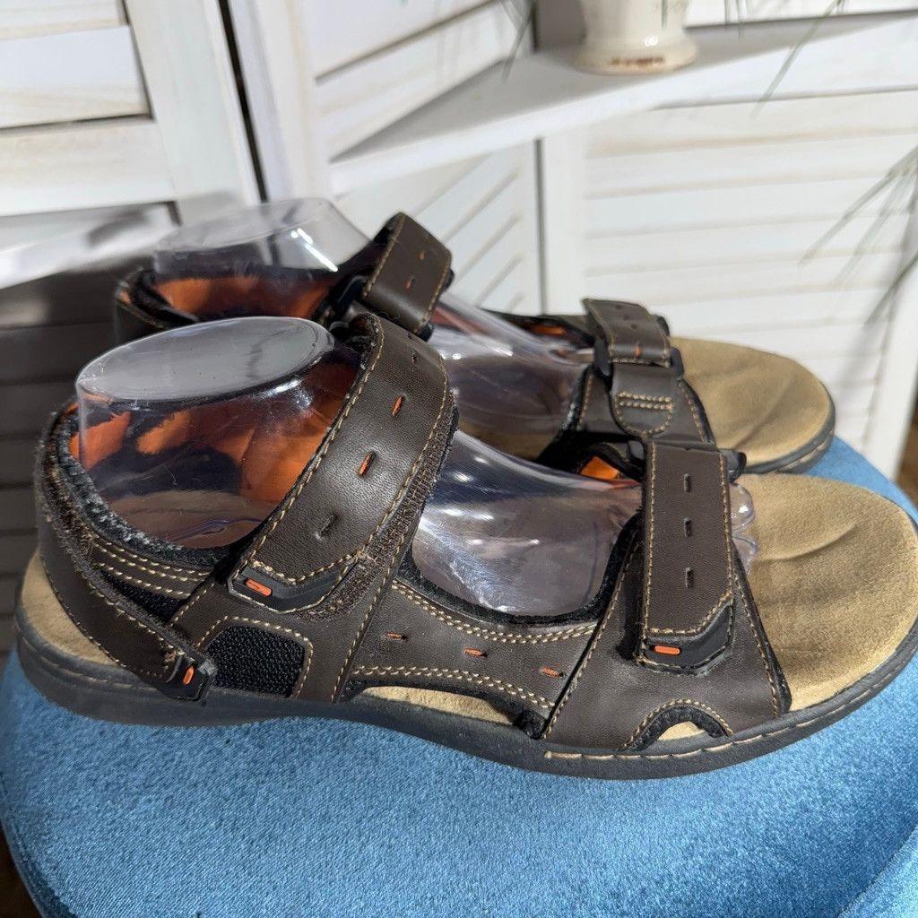 Croft & Barrow CB brown hook & loop closure leather beach sandals sz 12 Size US 12 / EU 45 - 1 Thumbnail