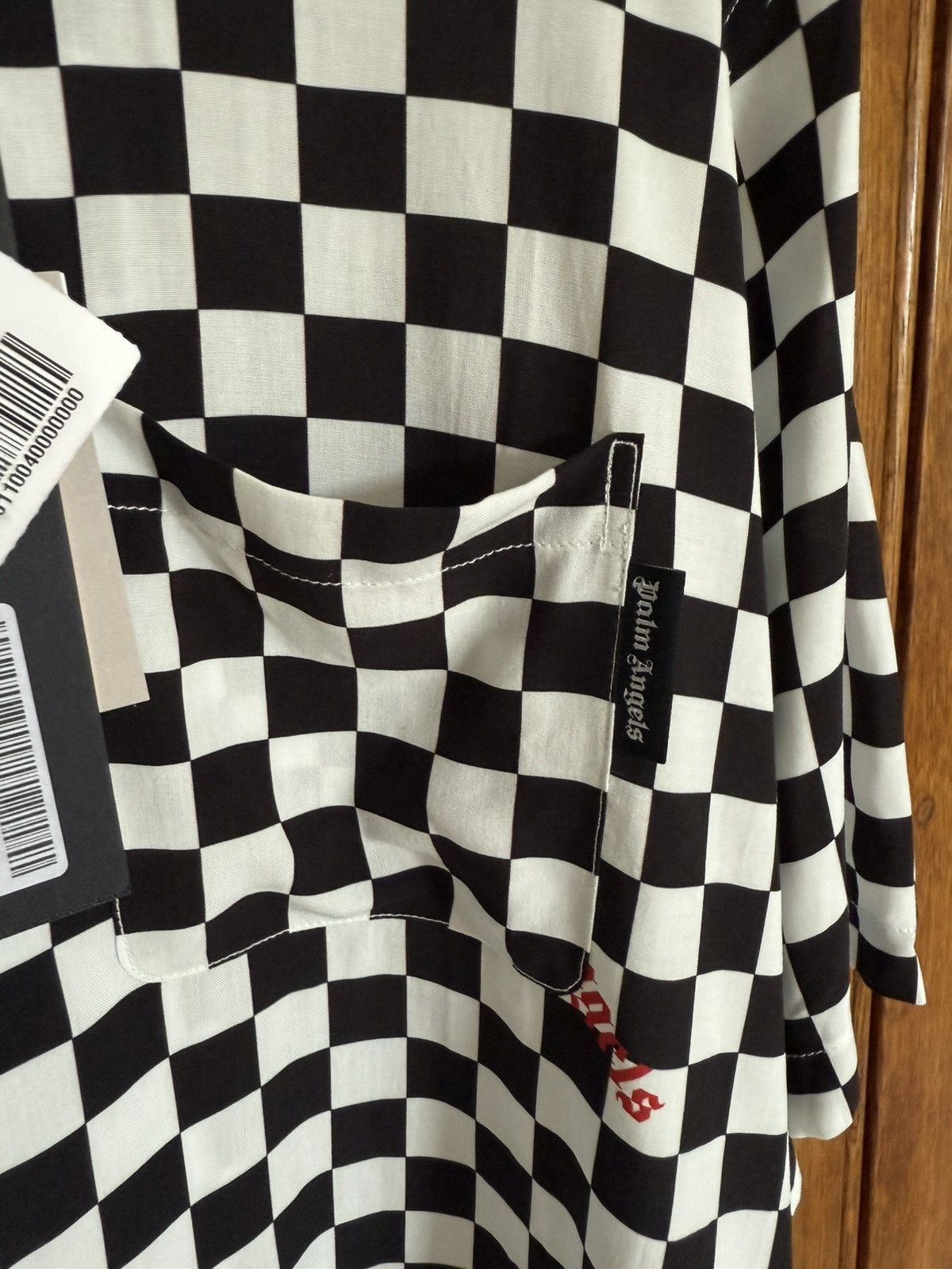 $790 Palm angels checkerboard checker ss hawaiian shirt 52