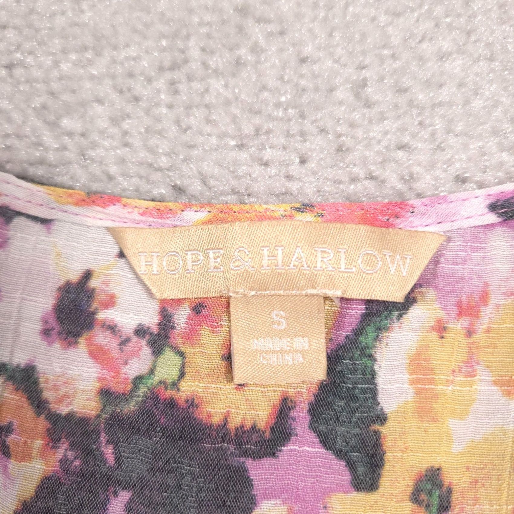 Hope Hope & Harlow Blouse Womens S Floral Crochet 3/4 Sleeve Tunic Top Sheer Pink Multicolor Floral Size S / US 4 / IT 40 - 6 Thumbnail