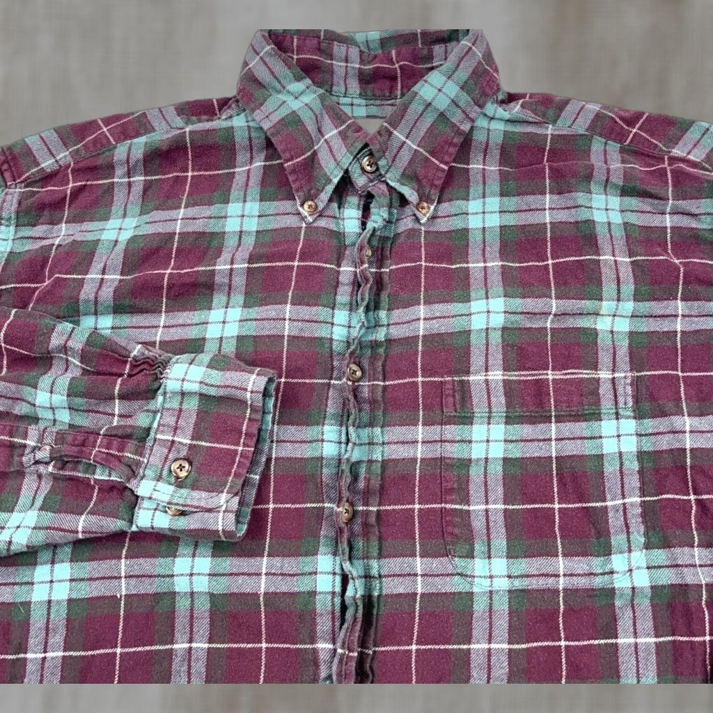 Brooks Brothers Brooks Brothers Button-Front Flannel Shirt Men L Plaid Purple Green 346 Dress Patterned Button-Up Casual Modern Preppy Regulares Size 42R - 1 Thumbnail