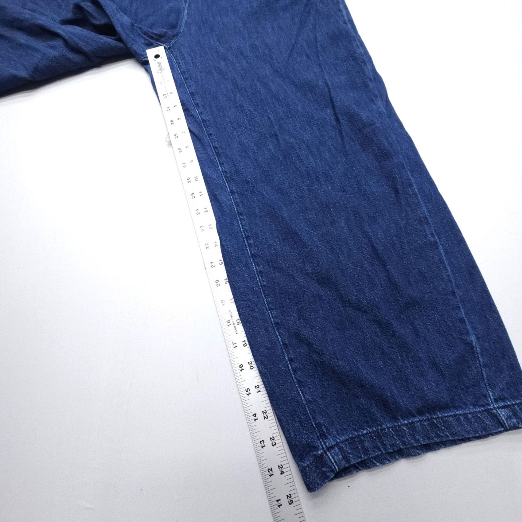 Zara Zara Jeans Womens Large Dark Wash High Rise Wide Leg Straight Crop Elastic Waist Fashion Denim 5-Pocket Relaxed Regular Size L Blue Cotton Size 36" / US 14 / IT 50 - 6 Thumbnail