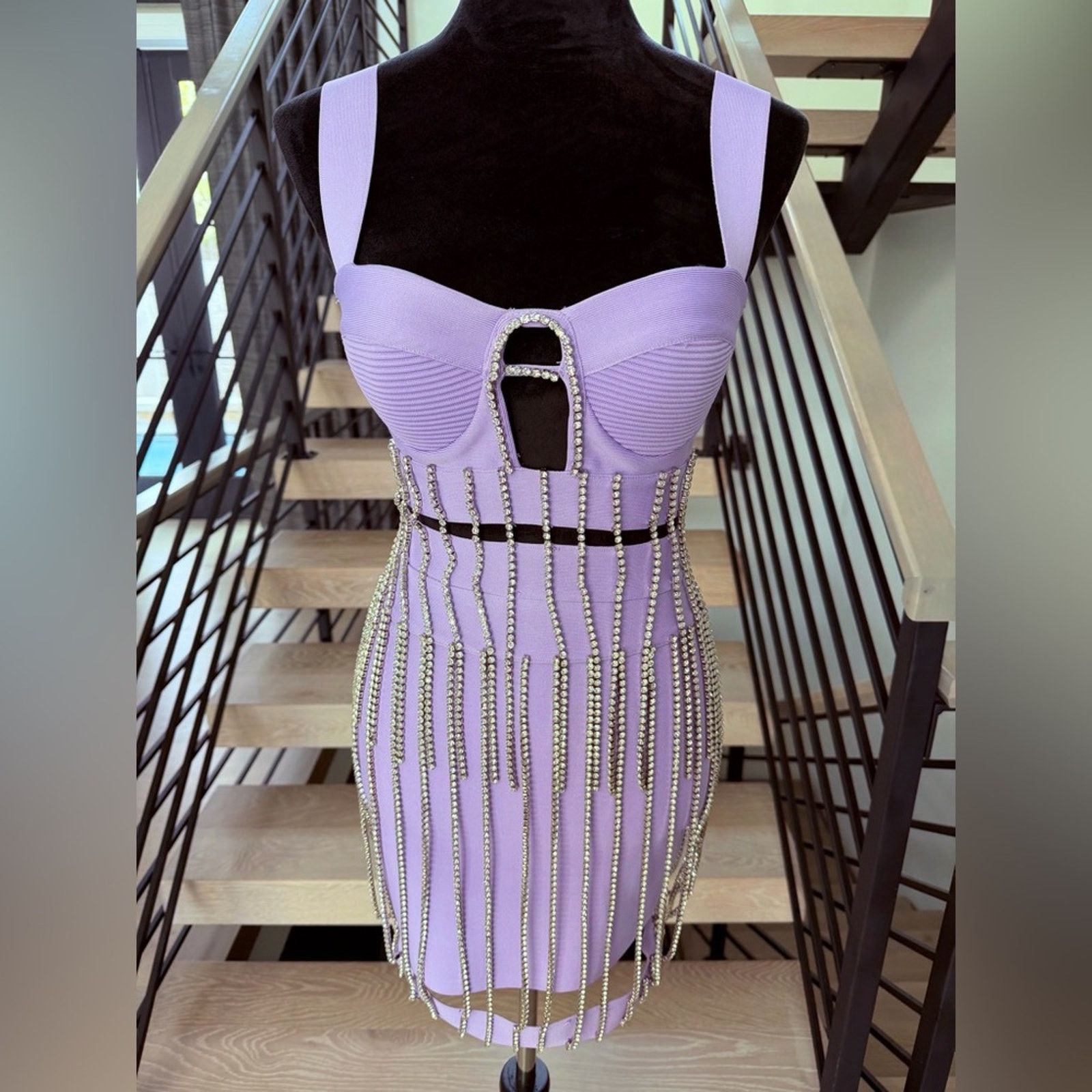 Other New Purple Bandage Rhinestone Fringe Matching Set XS Size S / US 4 / IT 40 - 3 Thumbnail