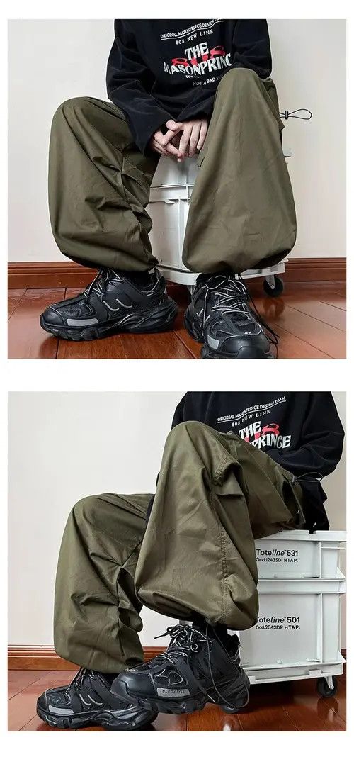 Japanese Brand Vintage Streetwear black cargo parachute pants y2k Size US 32 / EU 48 - 4 Thumbnail